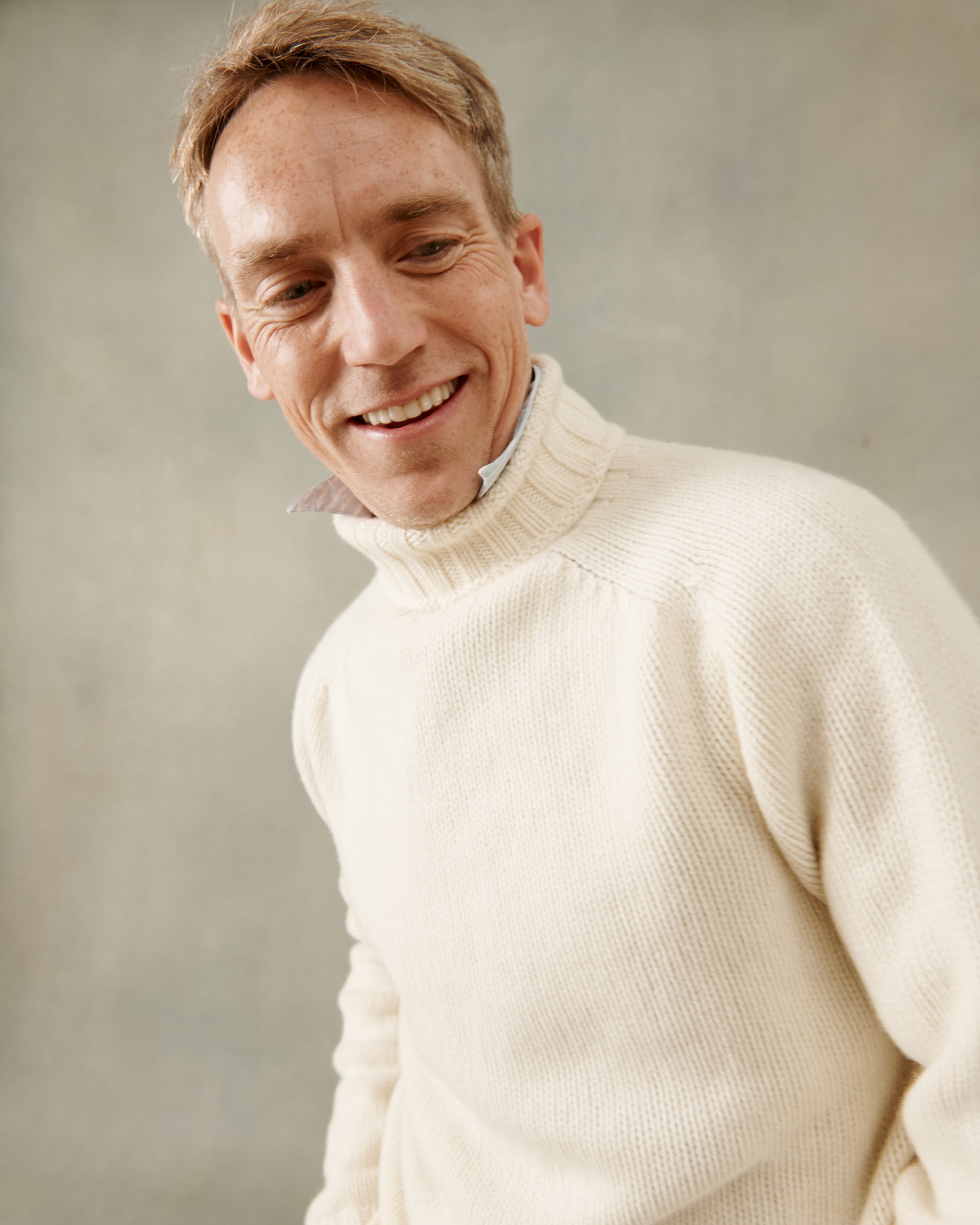 An image of Admiral 4 Ply Geelong Polo Neck Sweater - White - Small
