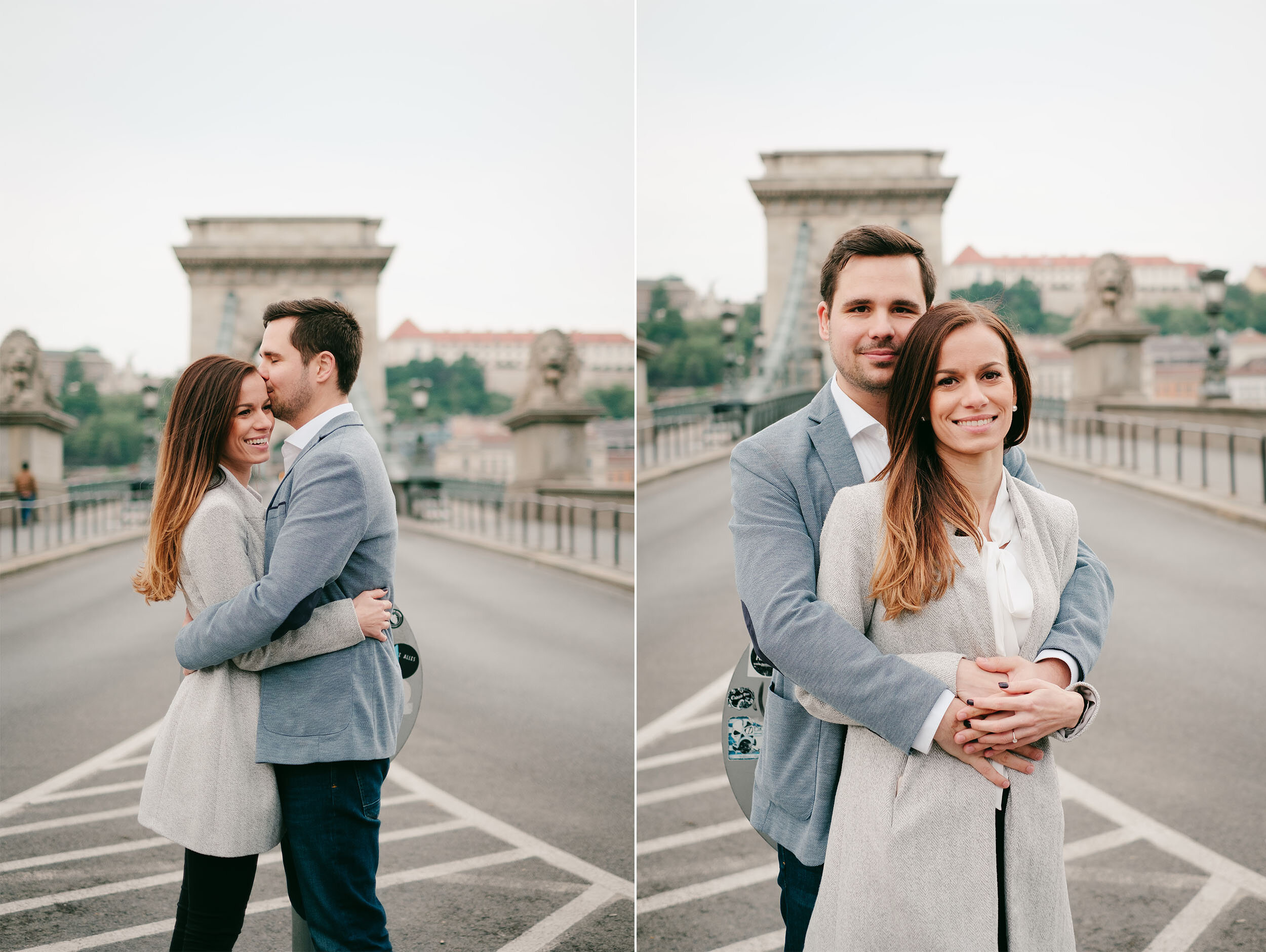 Jegyesfotózás (engagement session, e-session) a budapesti Lánchídon