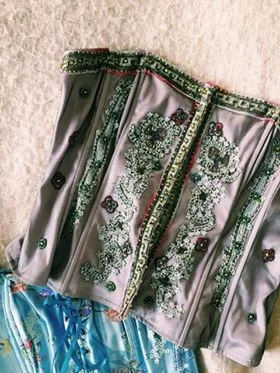 An intricately embroidered corset taken from Alexandra’s wardrobe.