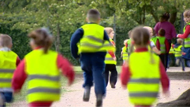 St. Ninian's Primary School students walk and run around a mile-long pathway near the school. Courtesy: BBC