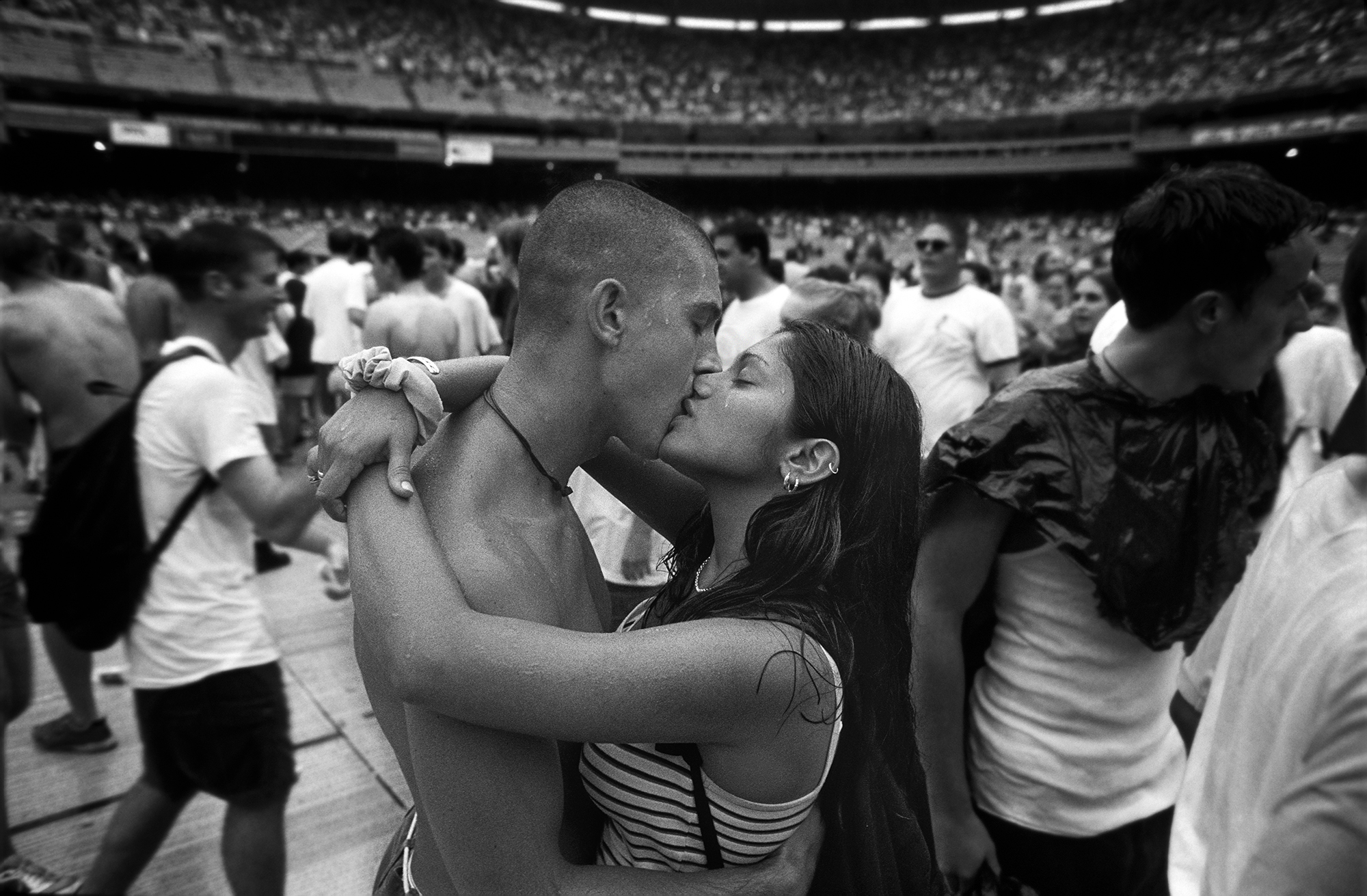 Kissing in the rain, RFK Stadium, Washington 1998.