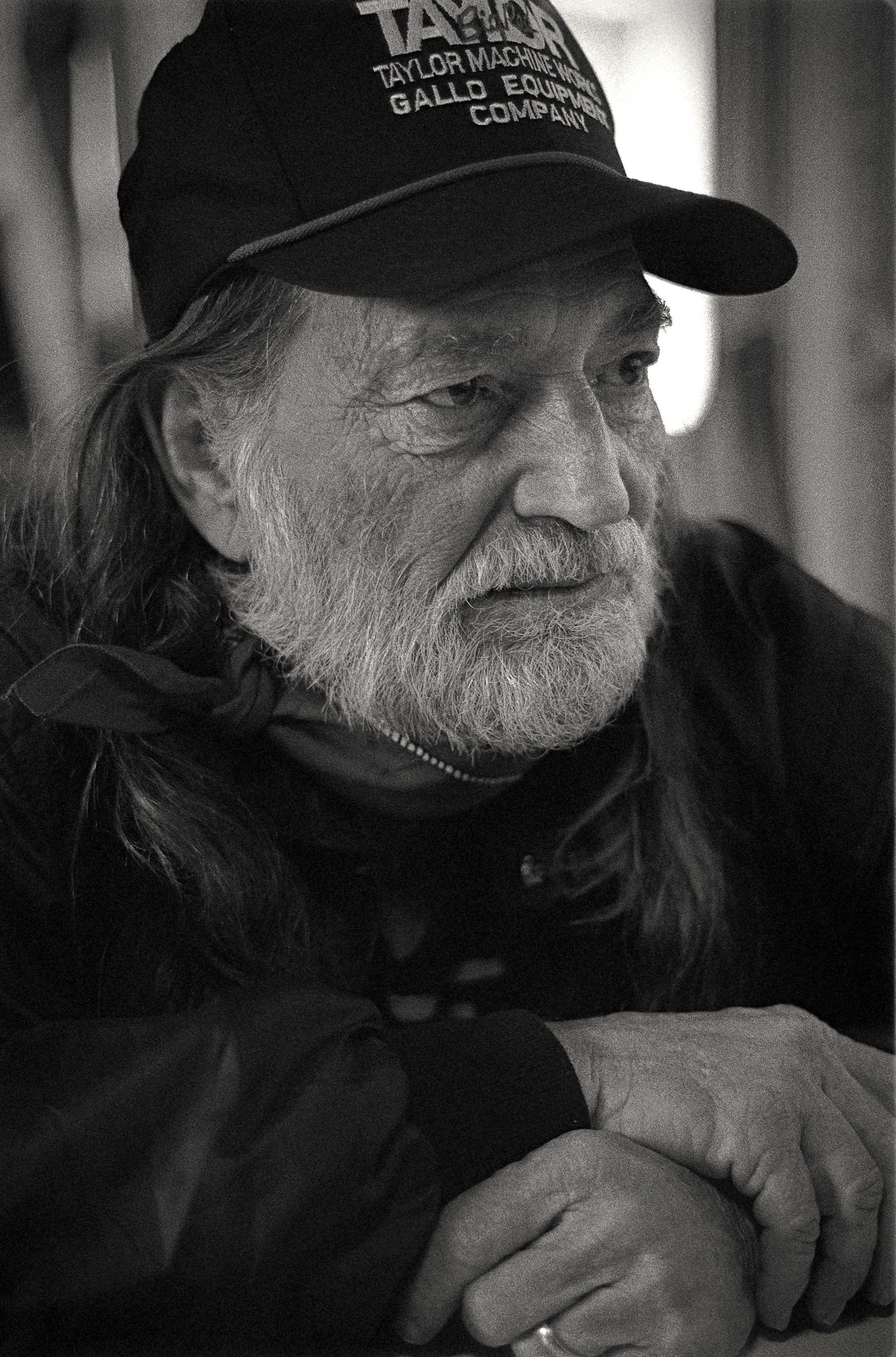 Willie Nelson in his trailer at Farm Aid.