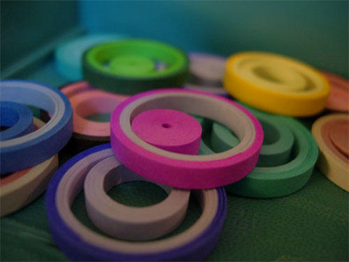 From the archives: Simple quilled paper pendants. August 2008