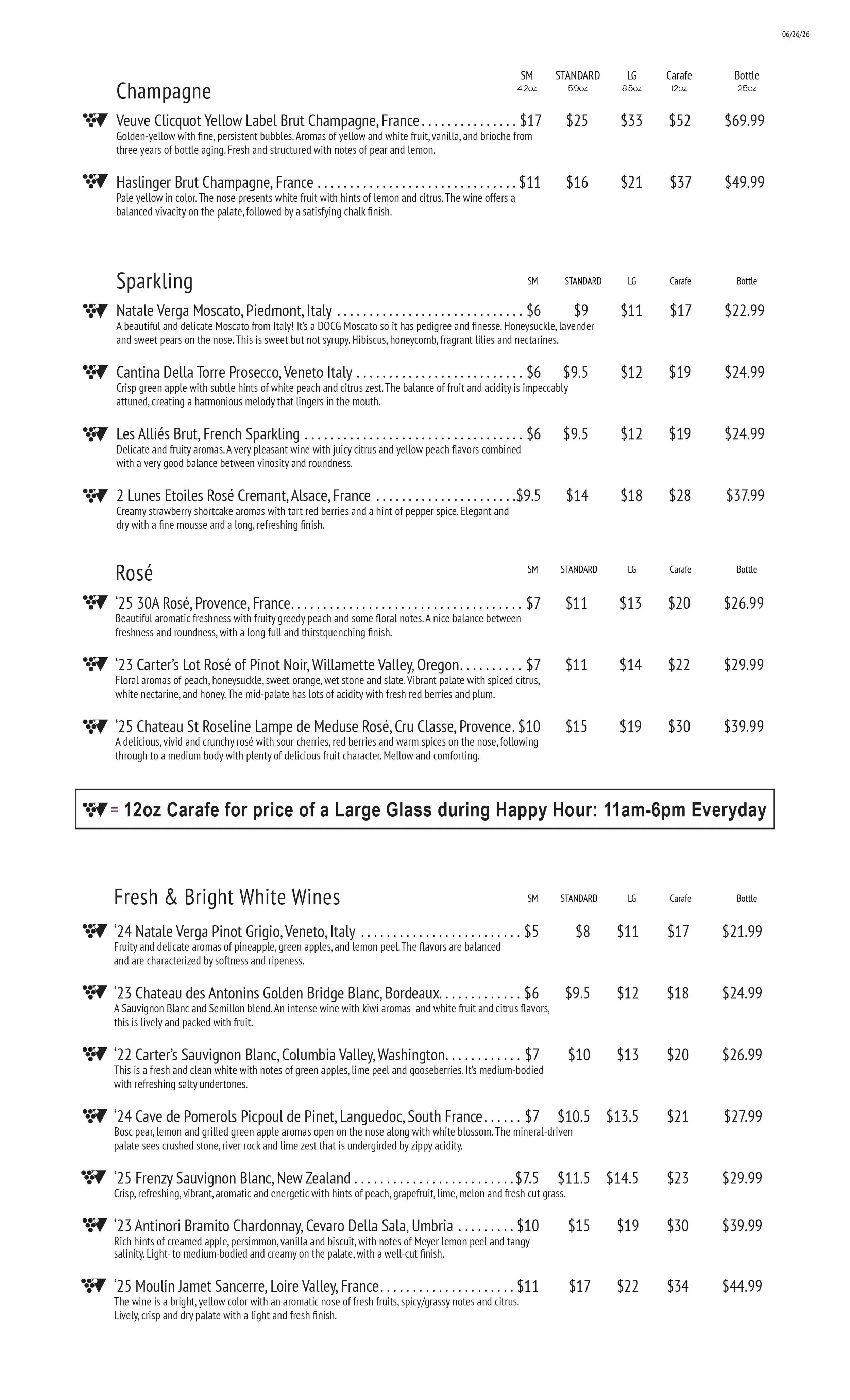 The Wine Bar's Wine List is Famous! Awarded the honor of "Best Wine List" over a dozen times, this selection has something for everyone