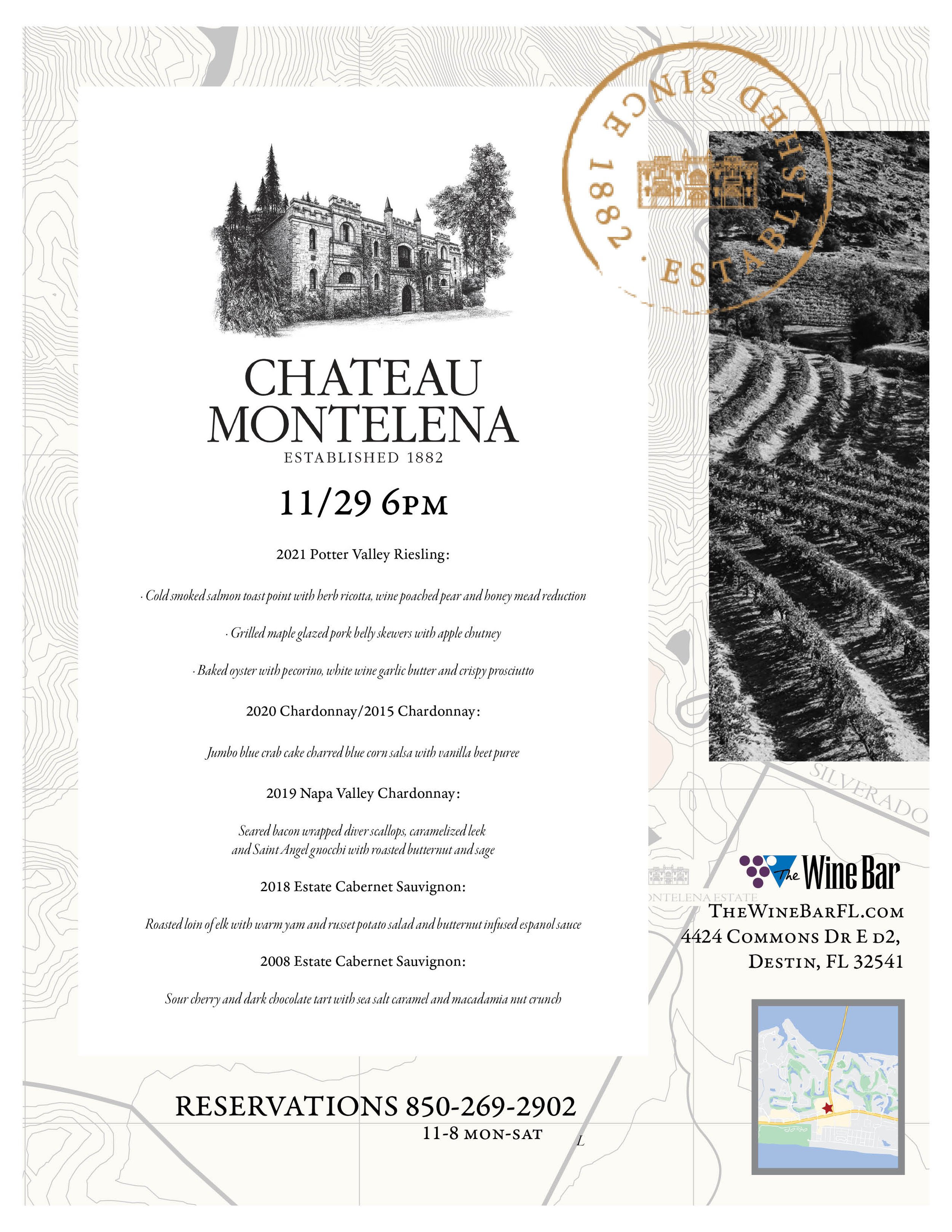 Napa Heritage Chateau Montelena Winery Dinner — The Wine Bar