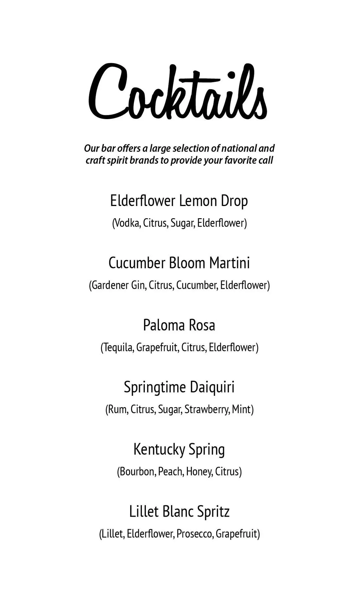 The Wine Bar Destin's Specialty Cocktail List - Not Just Wine!