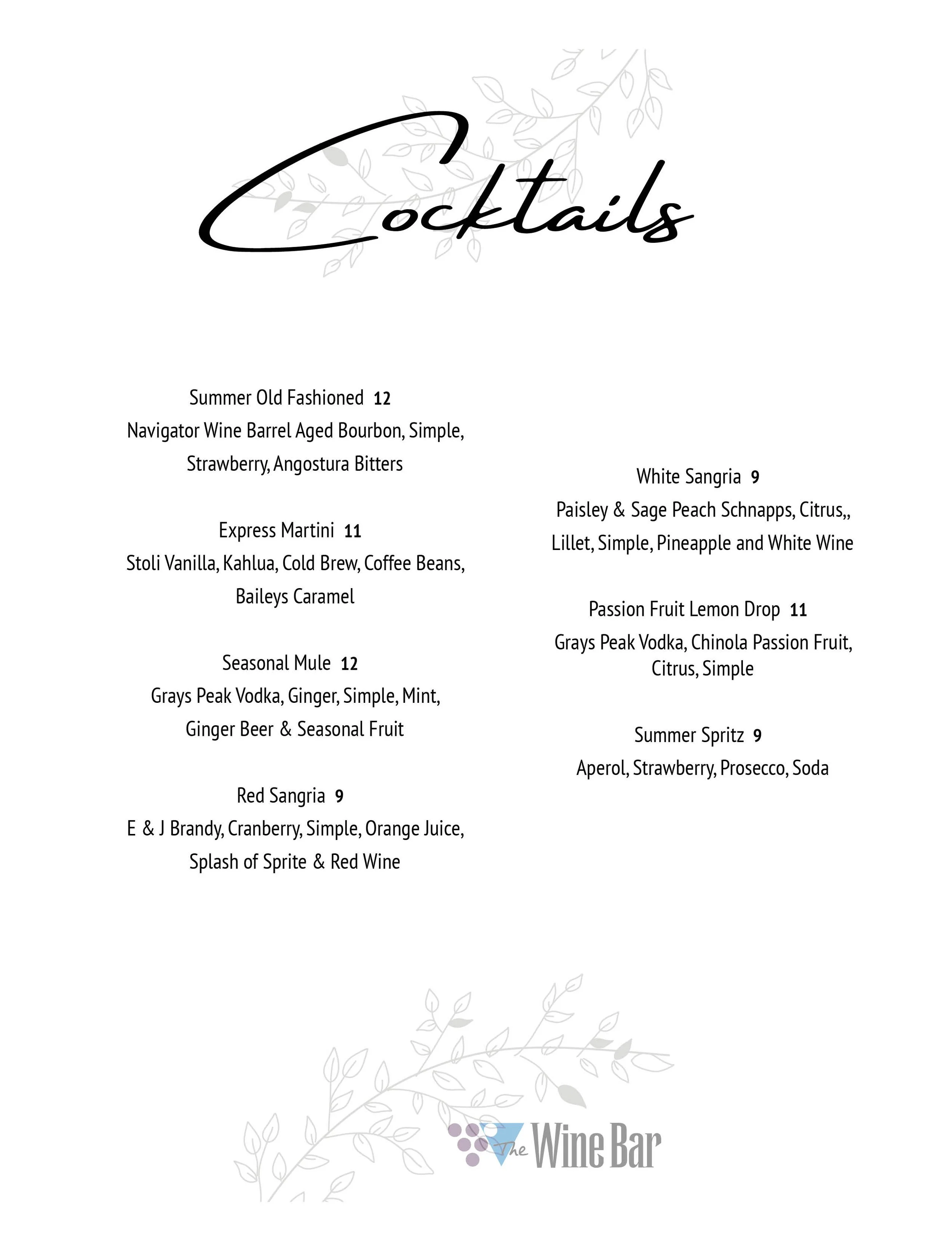 Cocktails — The Wine Bar
