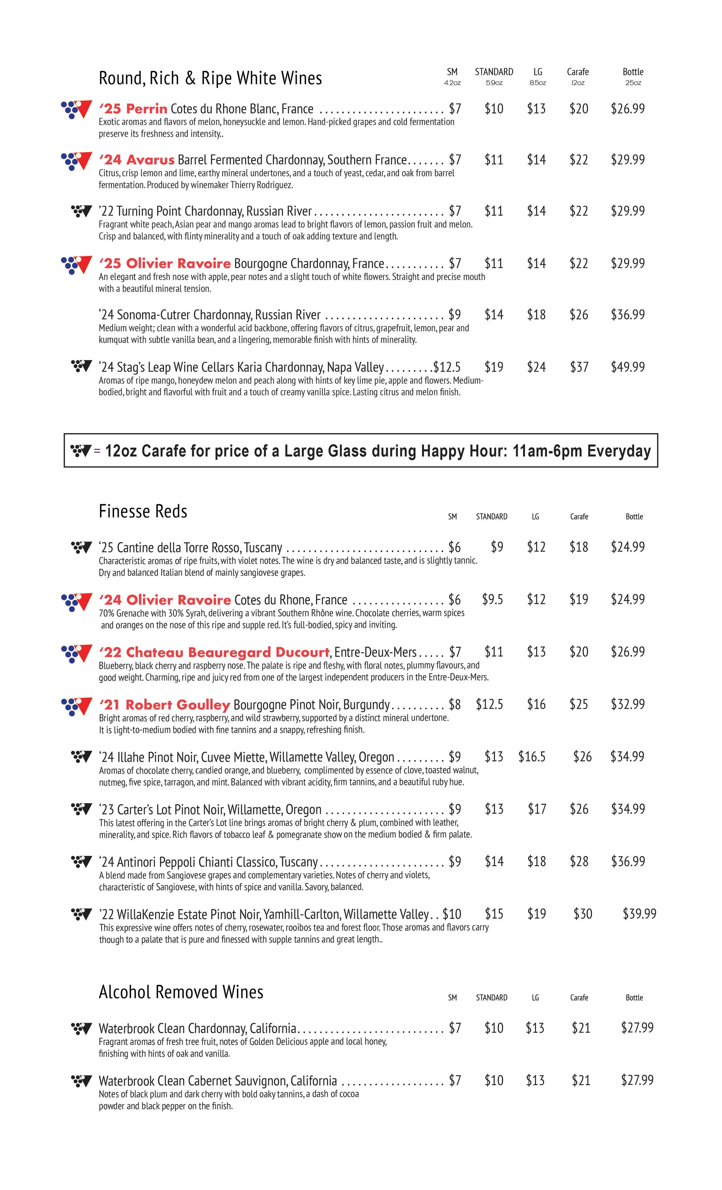 The Wine Bar's Wine List is Famous! Awarded the honor of "Best Wine List" over a dozen times, this selection has something for everyone