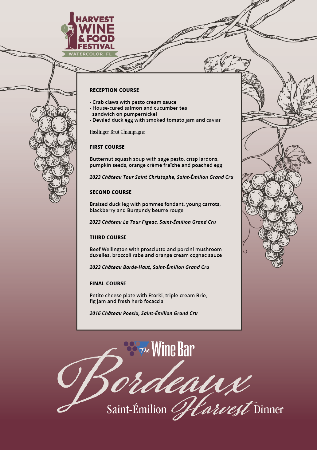 Winemaker Dinner at The Wine Bar in Destin! - Our Legendary Wine Dinners team up with the 10th Anniversary of the Harvest Wine and Food Festival - This Dinner Hosted in Destin, FL at The Wine Bar