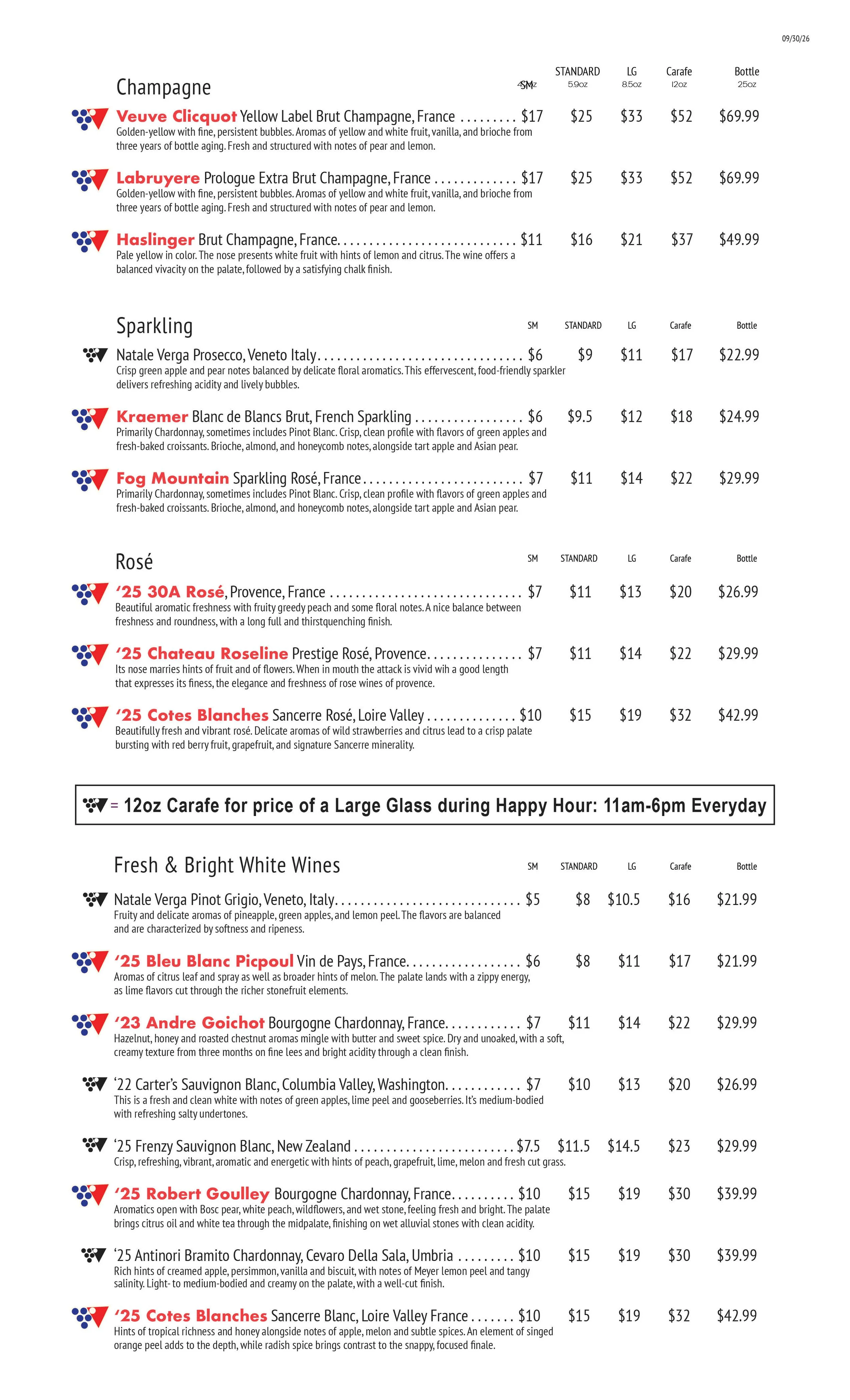 The Wine Bar's Wine List is Famous! Awarded the honor of "Best Wine List" over a dozen times, this selection has something for everyone