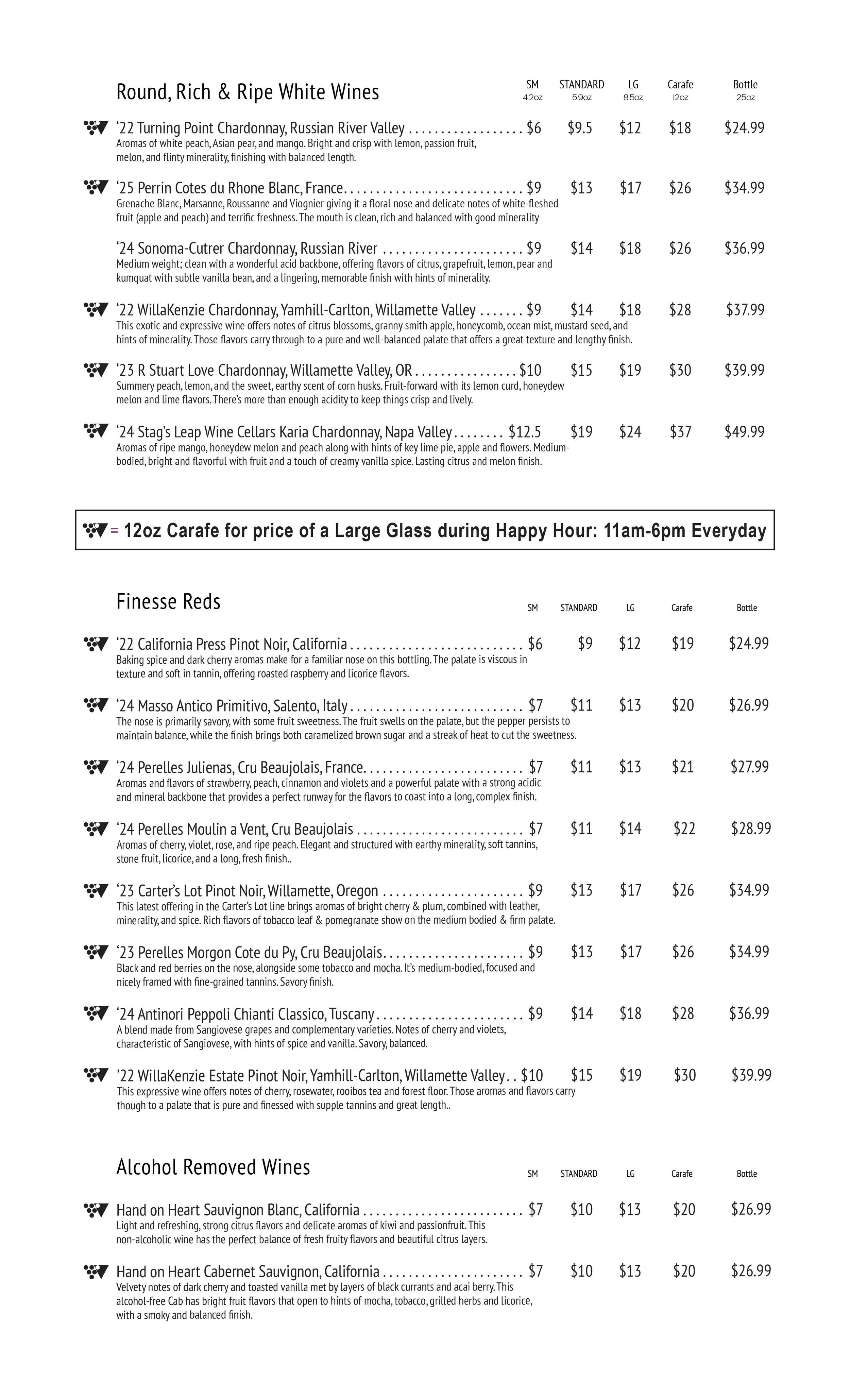 The Wine Bar's Wine List is Famous! Awarded the honor of "Best Wine List" over a dozen times, this selection has something for everyone