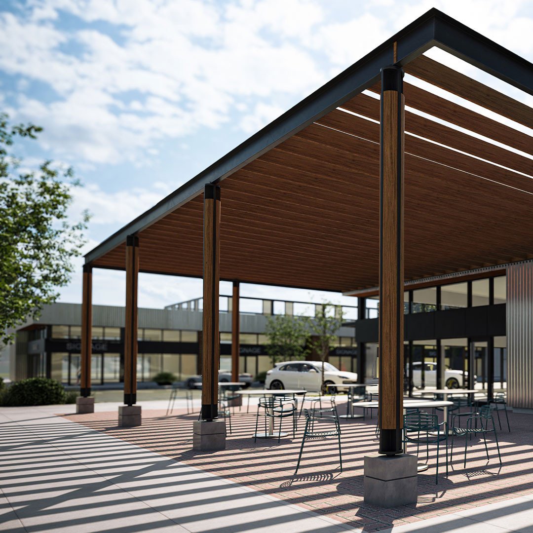 Highwood Centre's four-building commercial space brings 26 retail units to serve the needs of the town&rsquo;s growing population. The buildings follow an East to West orientation, with the parking lot as an internal main street that provides primary
