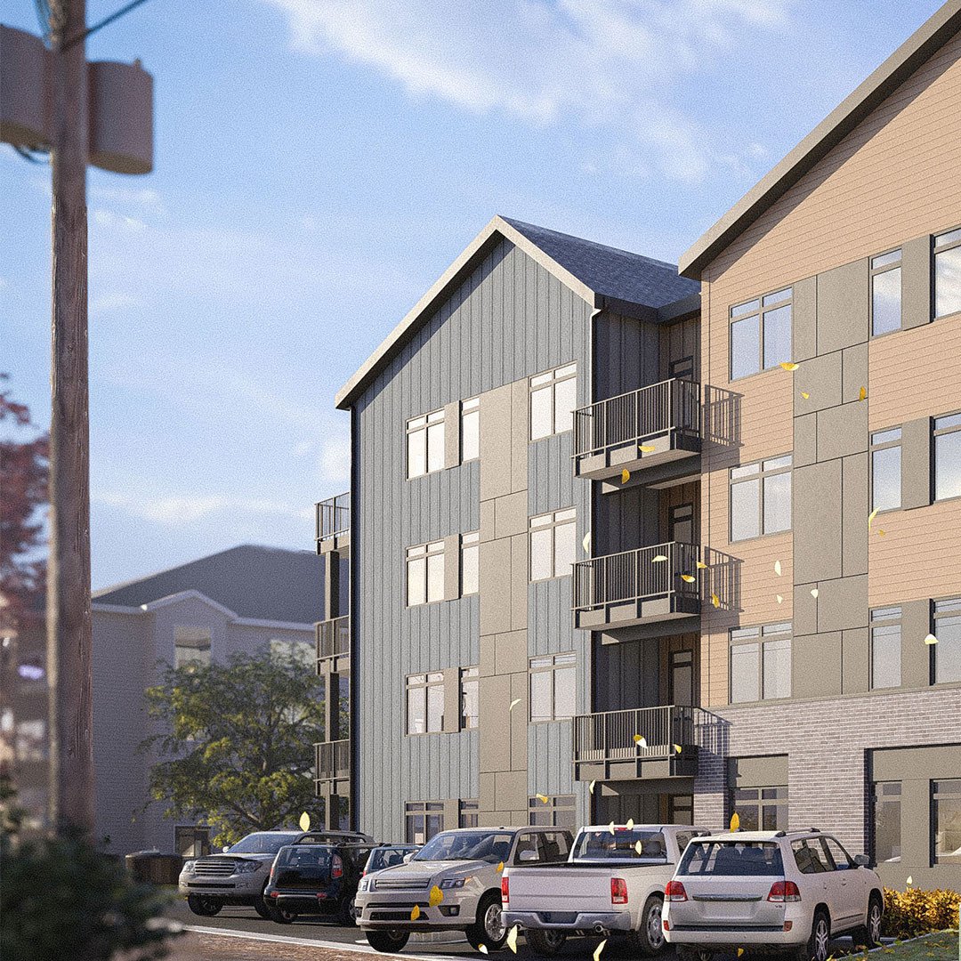 JC Constructions&rsquo; Poplar Ave is designed to optimize the resident and pedestrian experience. Landscape buffering and generous street-edge setbacks create a more comfortable and welcoming street-level experience. Scissor stairs at the building&r