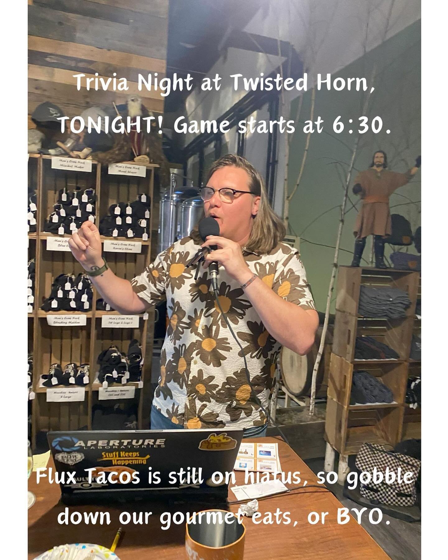 Greetings to all the &quot;brainiacs&quot; out there. It's Thursday Night Trivia hosted by @gamenightlive at Twisted Horn, TONIGHT. Don't forget, we will also be releasing our newest mead &quot;Lowlander&quot; (made with blackberry blossom honey, app