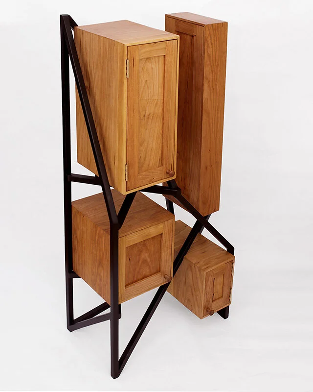 A modern tea chest, left side view