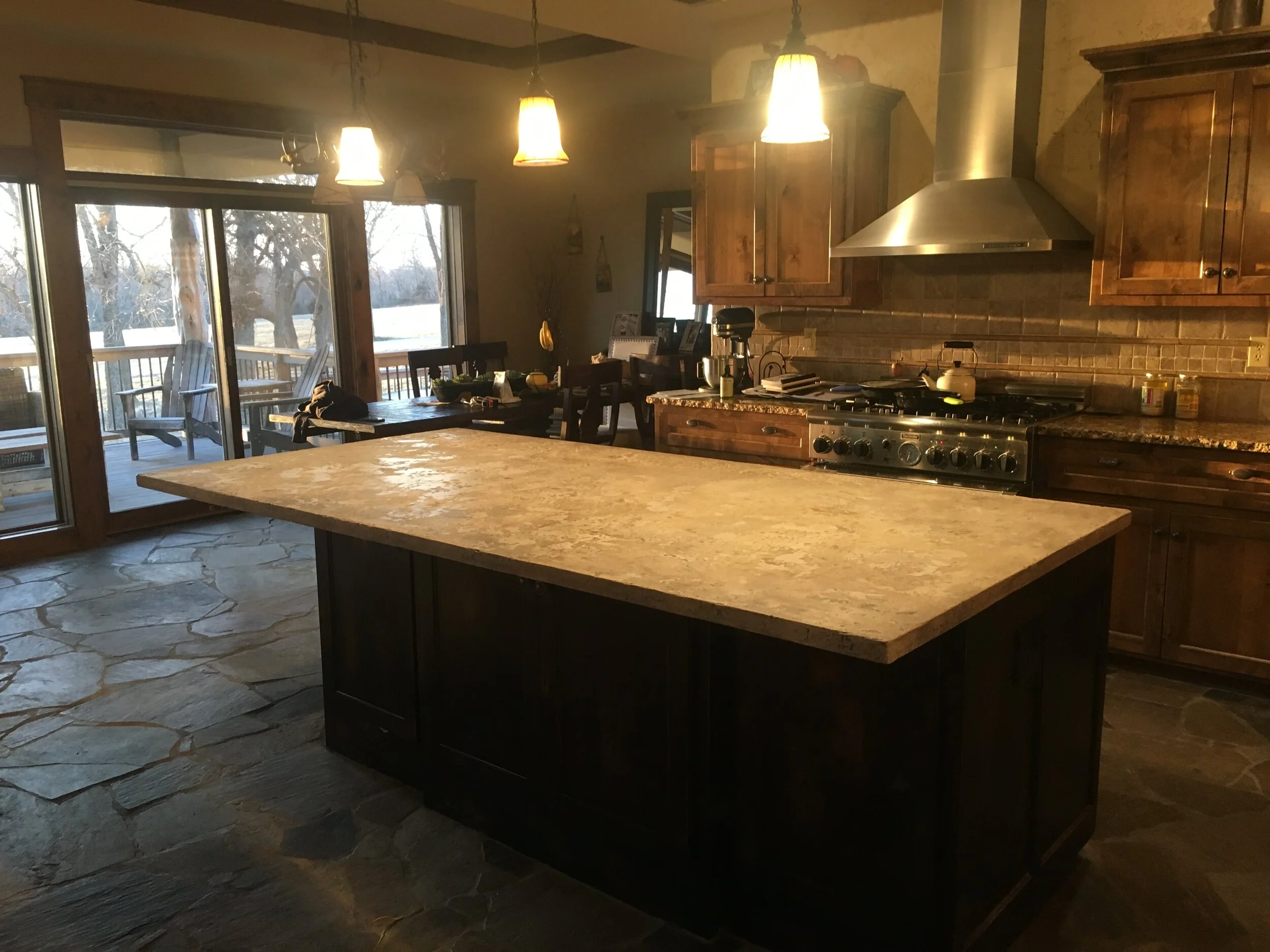Flagstone Finish Rustic Island