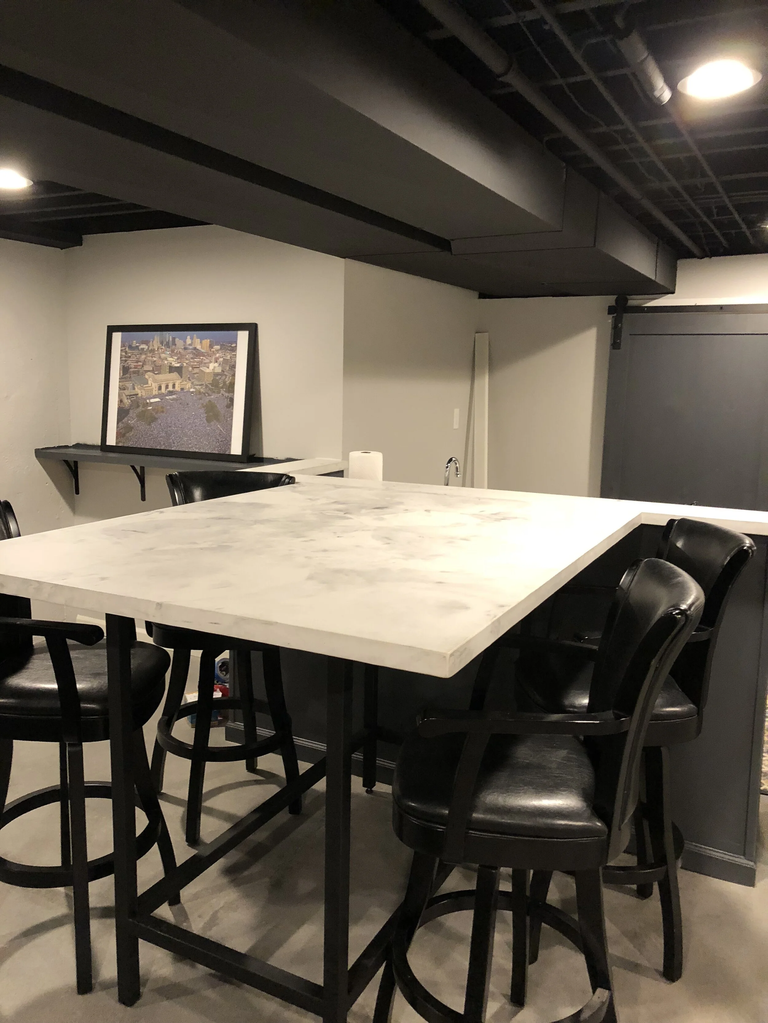 Marble Finish Bartop and Steel Base