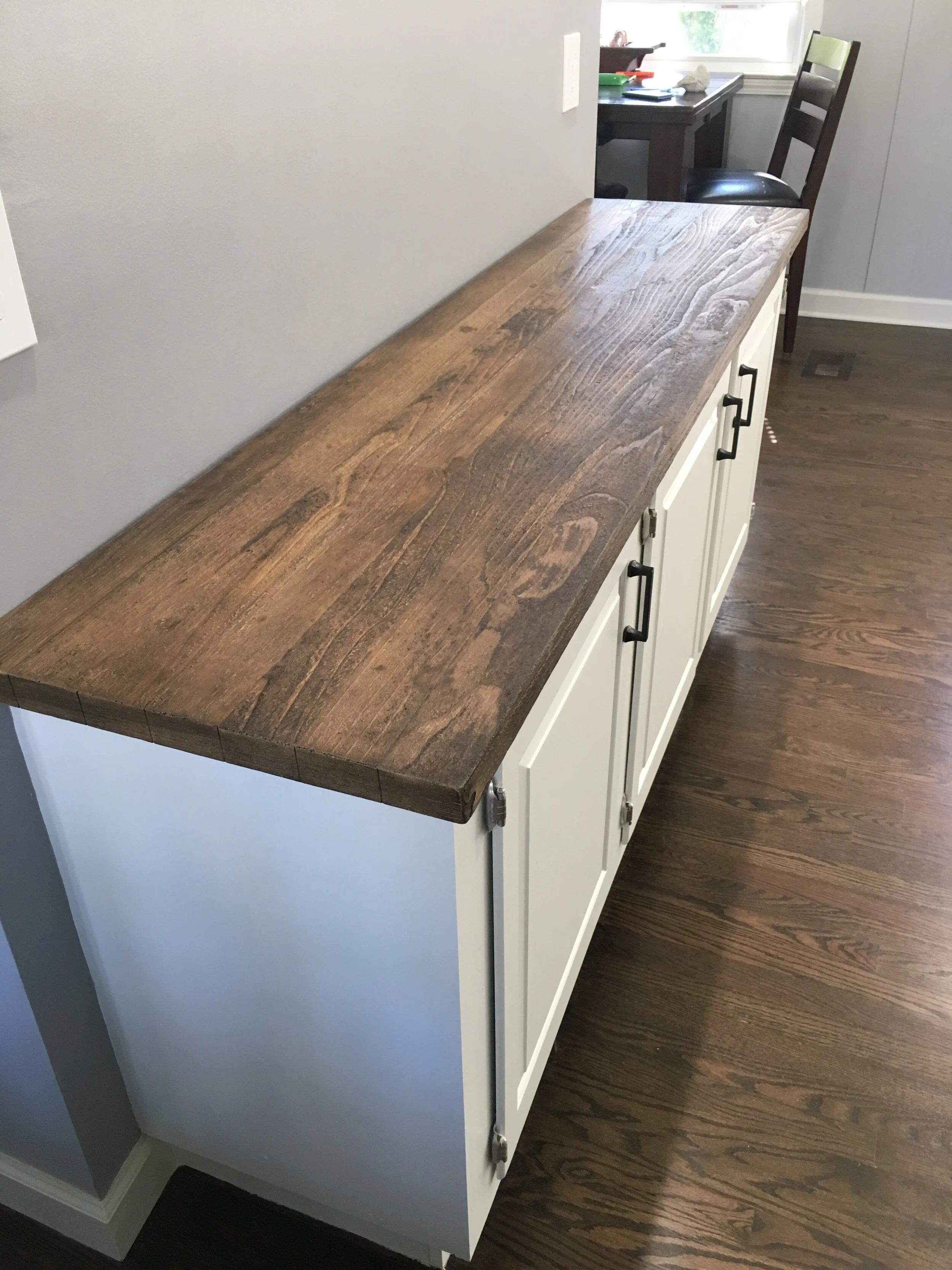 Faux Wood Finish Concrete Buffet Top