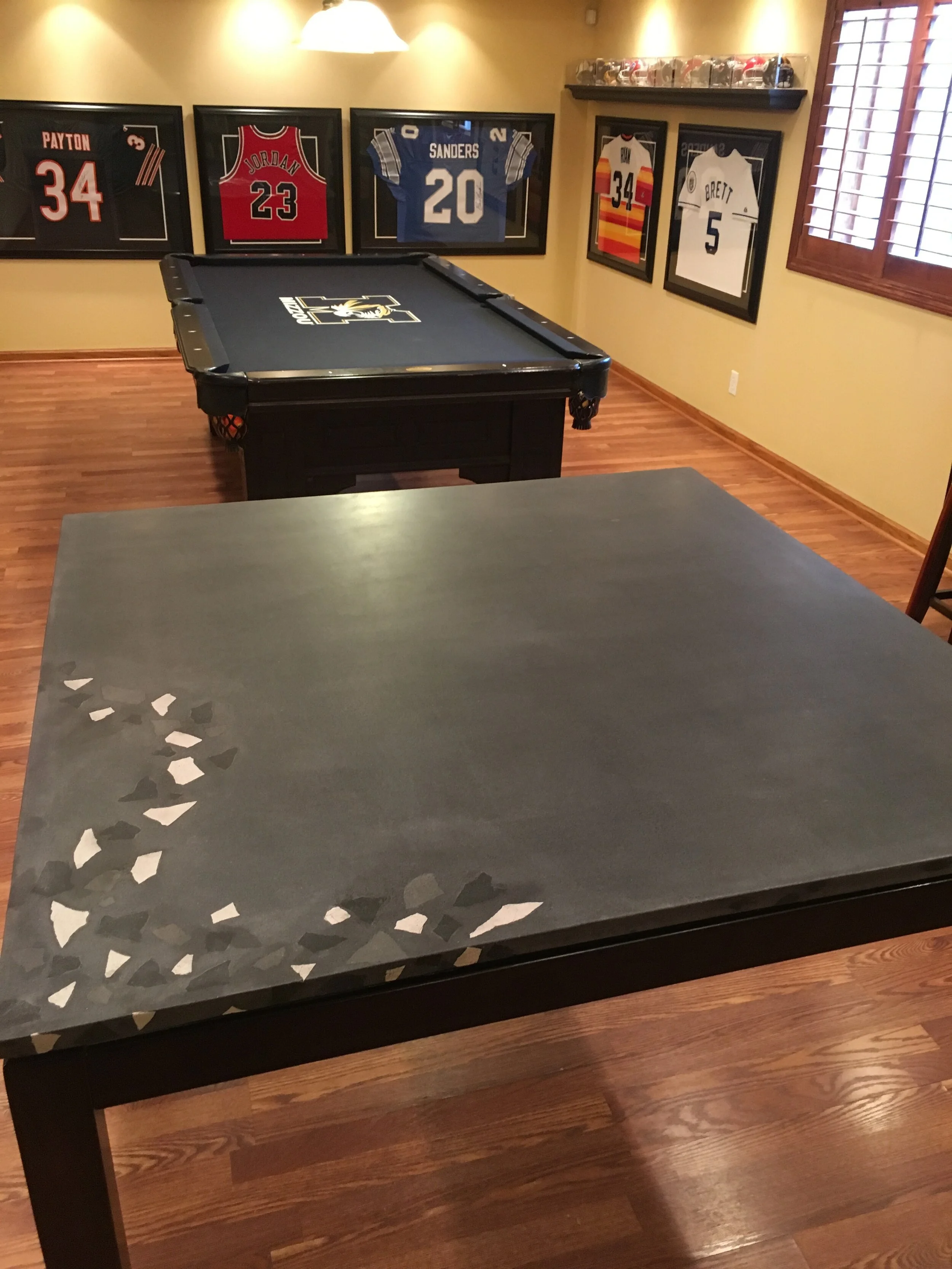 Concrete Game Table with Coordinated River Inlay