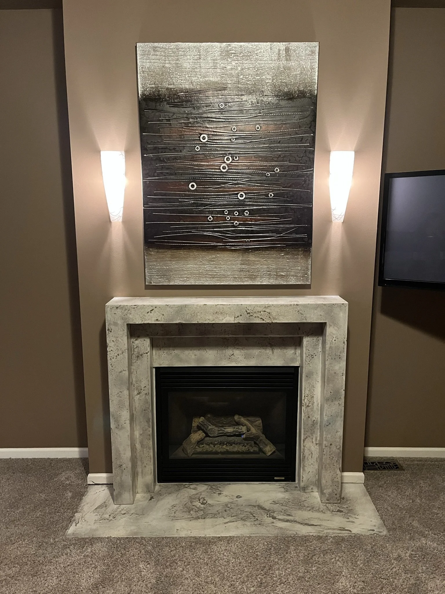 Modern Monolithic Fireplace Surround and Hearth