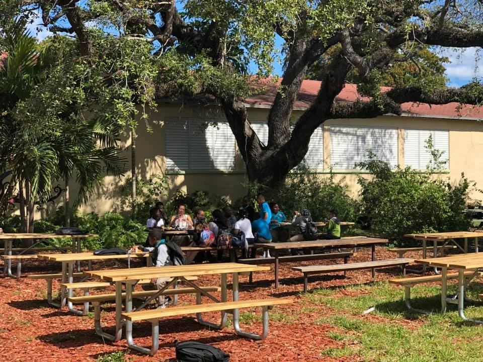 Installation of our community donated outdoor dining area