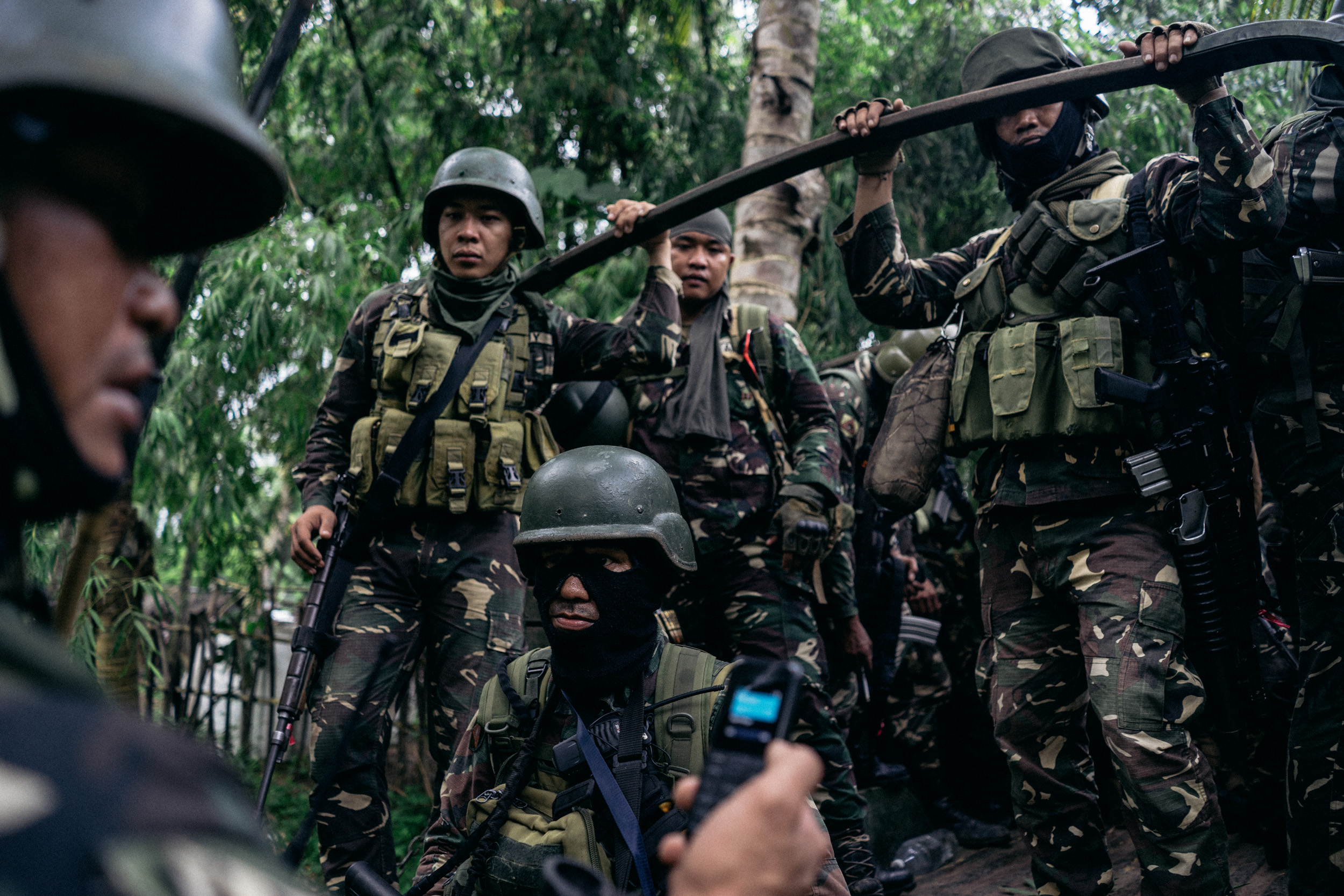  A soldier from the Armed Forces of the Philippines (AFP) is seen during an operation ambushing suspected drug lords affiliated with a terrorist group. The soldier is part of a battalion serving in Mindanao, South of the Philippines, and home to the 