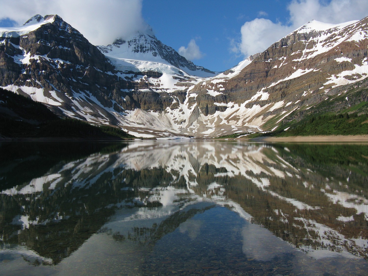 Lake Assiniboine with Mount Assiniboine peak yet again in a cloud.&nbsp; 2011 