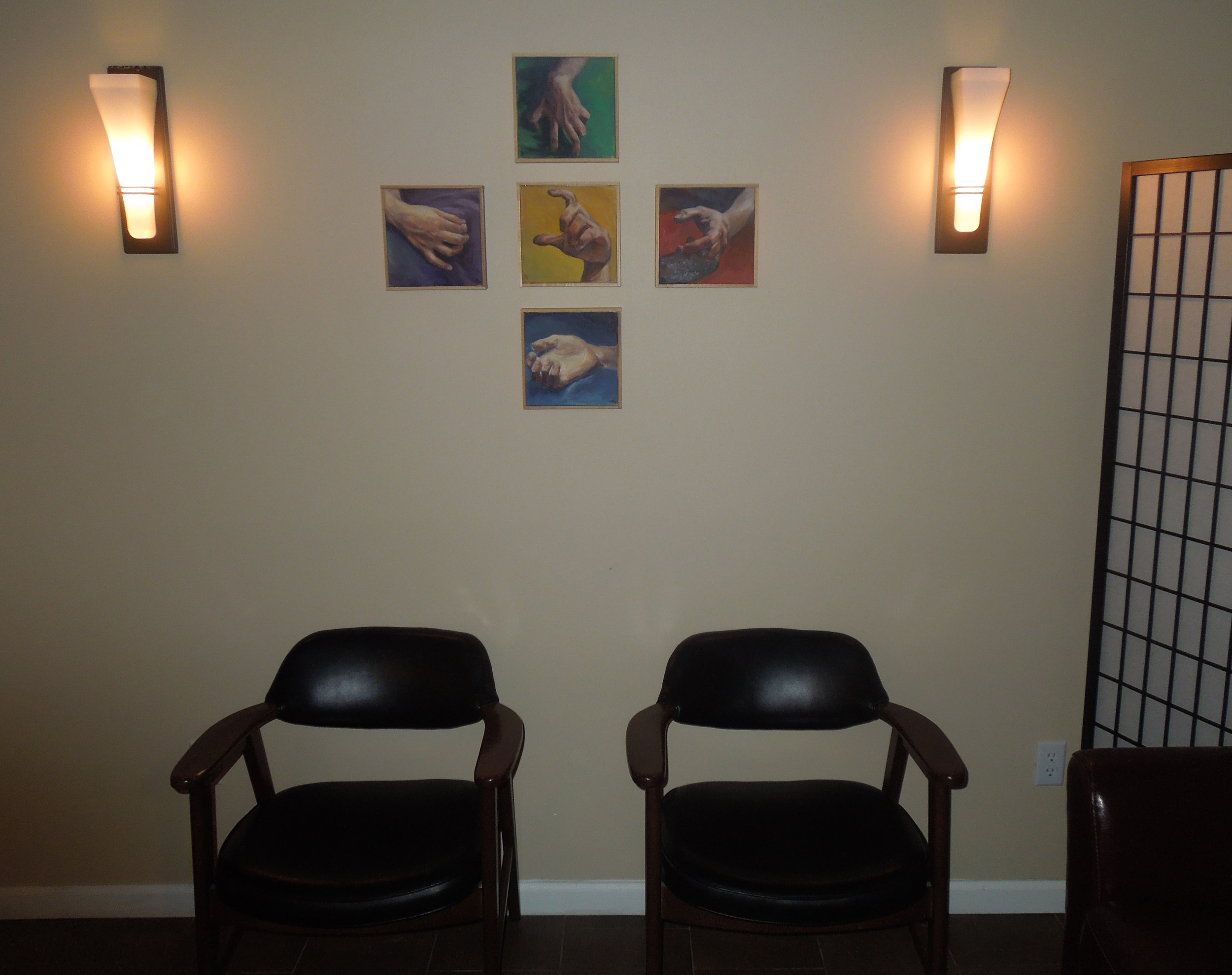 The massage entrance and waiting area. 