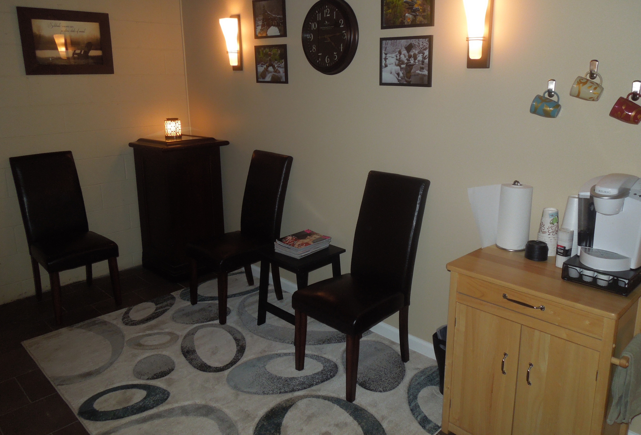 Massage area refreshments, in case you did not grab a coffee on your way in. 