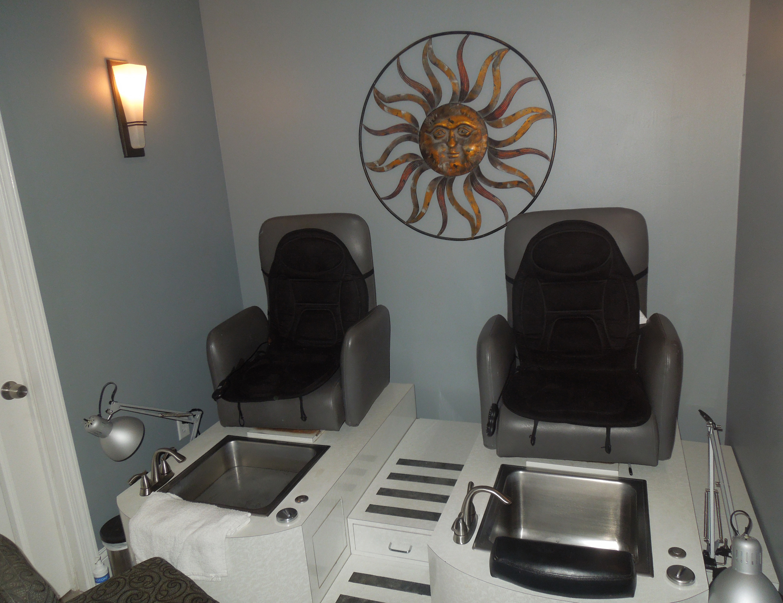 Our closed room pedicure station is here so you can enjoy some much needed quiet. 