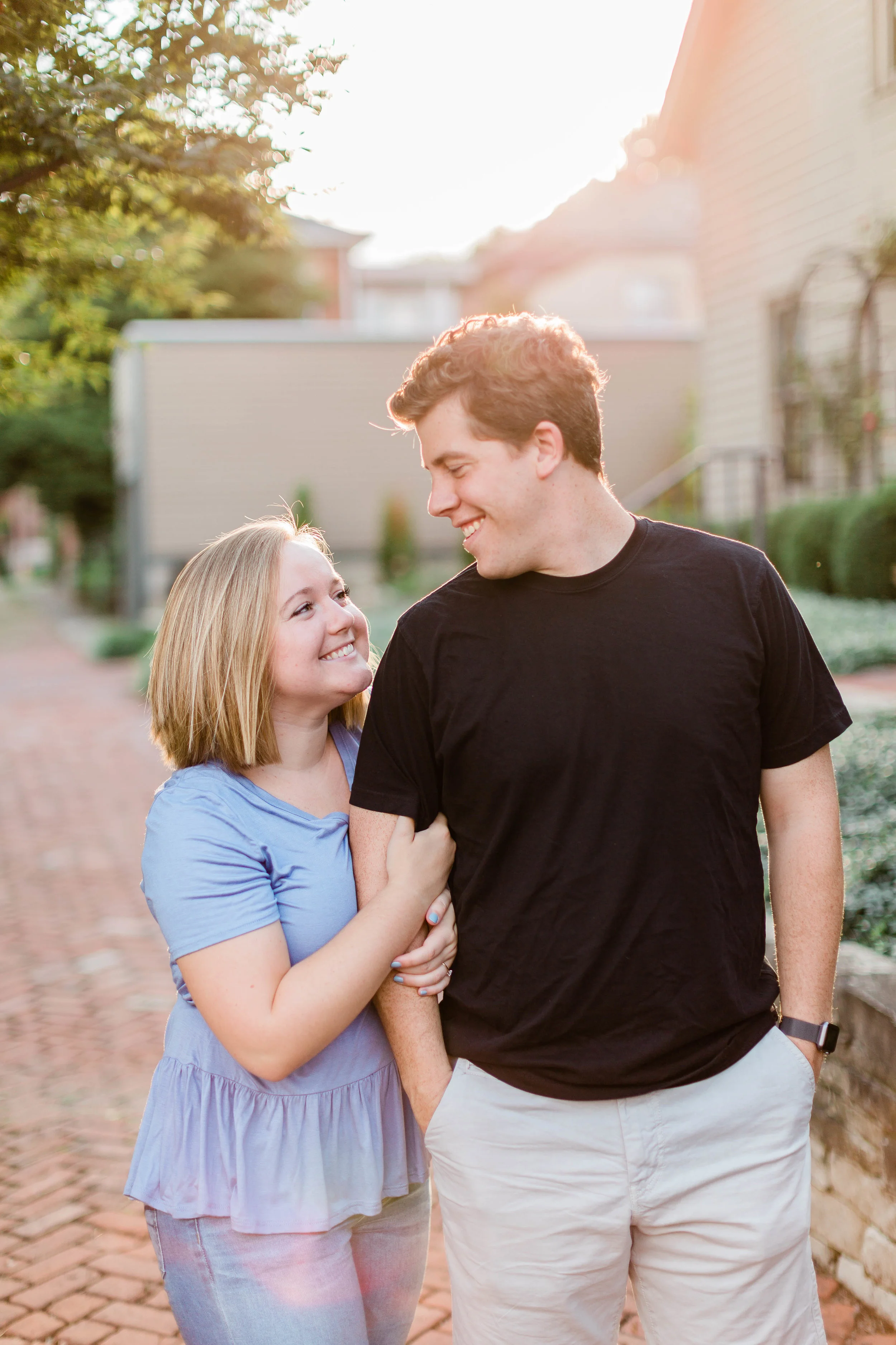 McKenzie &amp; Zach's Golden Hour Engagement Session in German Village  - Columbus, Ohio Wedding Photographer