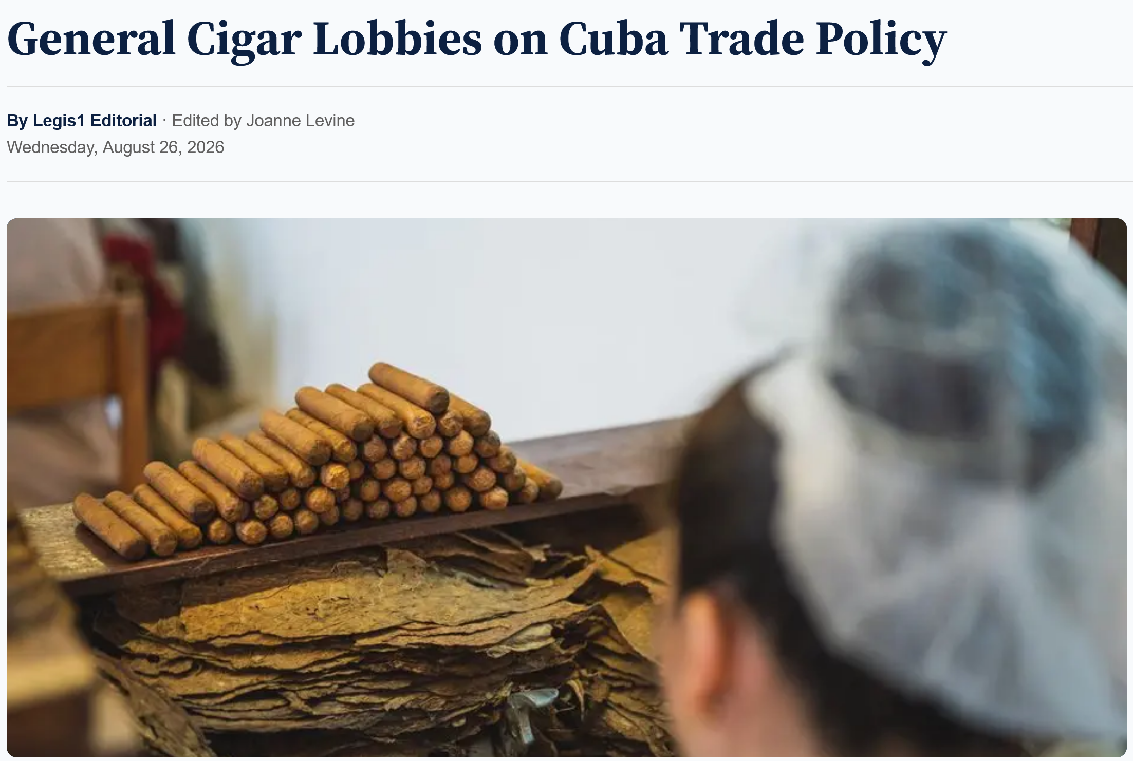 From Legis1: General Cigar Lobbies on Cuba Trade Policy