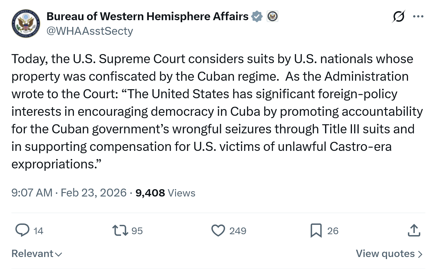 U.S. Department Of State 