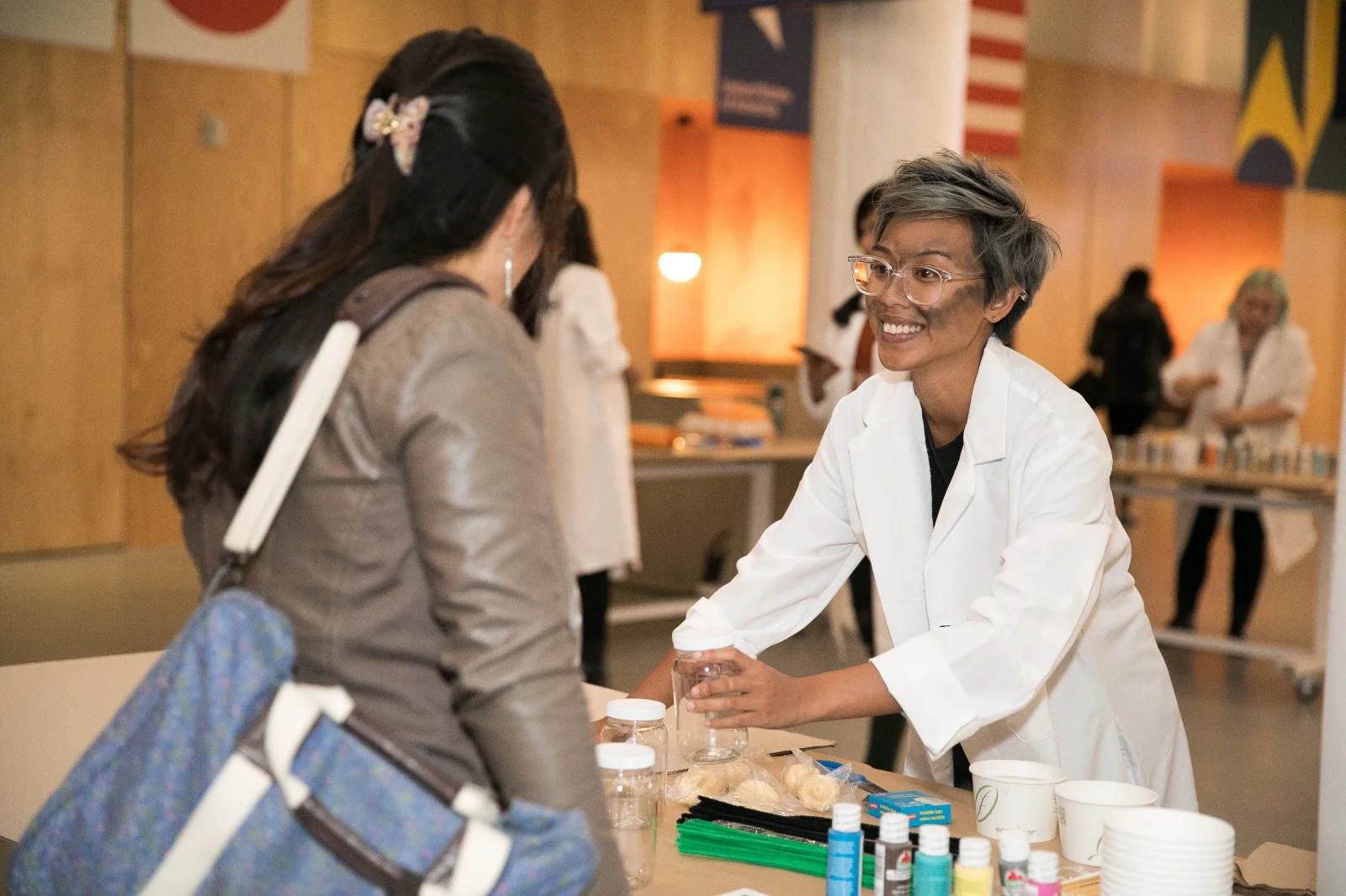 Pinterest employee Evelyn Obamas led four stations for volunteers to make help make carnival games for SOMA Youth Collaborative’s Halloween carnival.