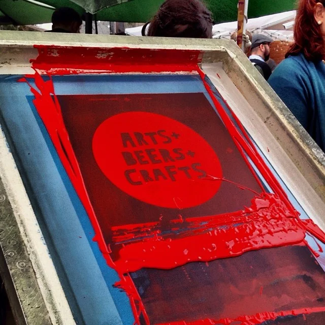 Guests at the Austin party could silkscreen t-shirts, totes, or posters with this graphic I designed.