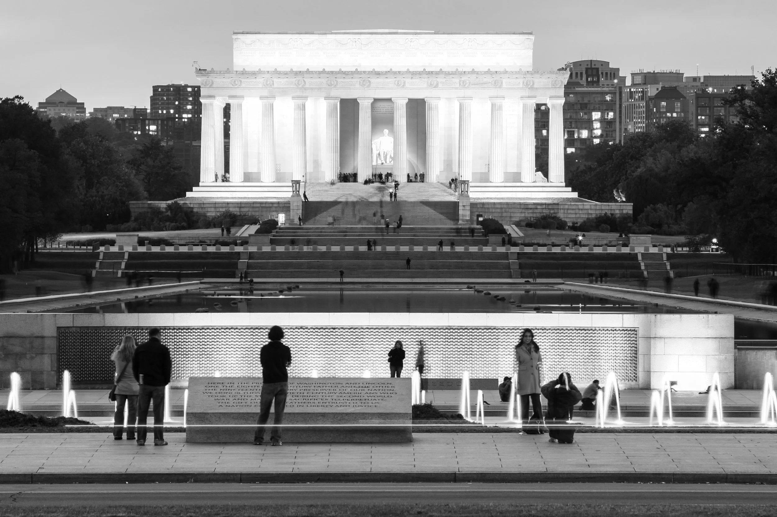 Tourists at the Lincoln Memorial at night, Washington, DC (2011)