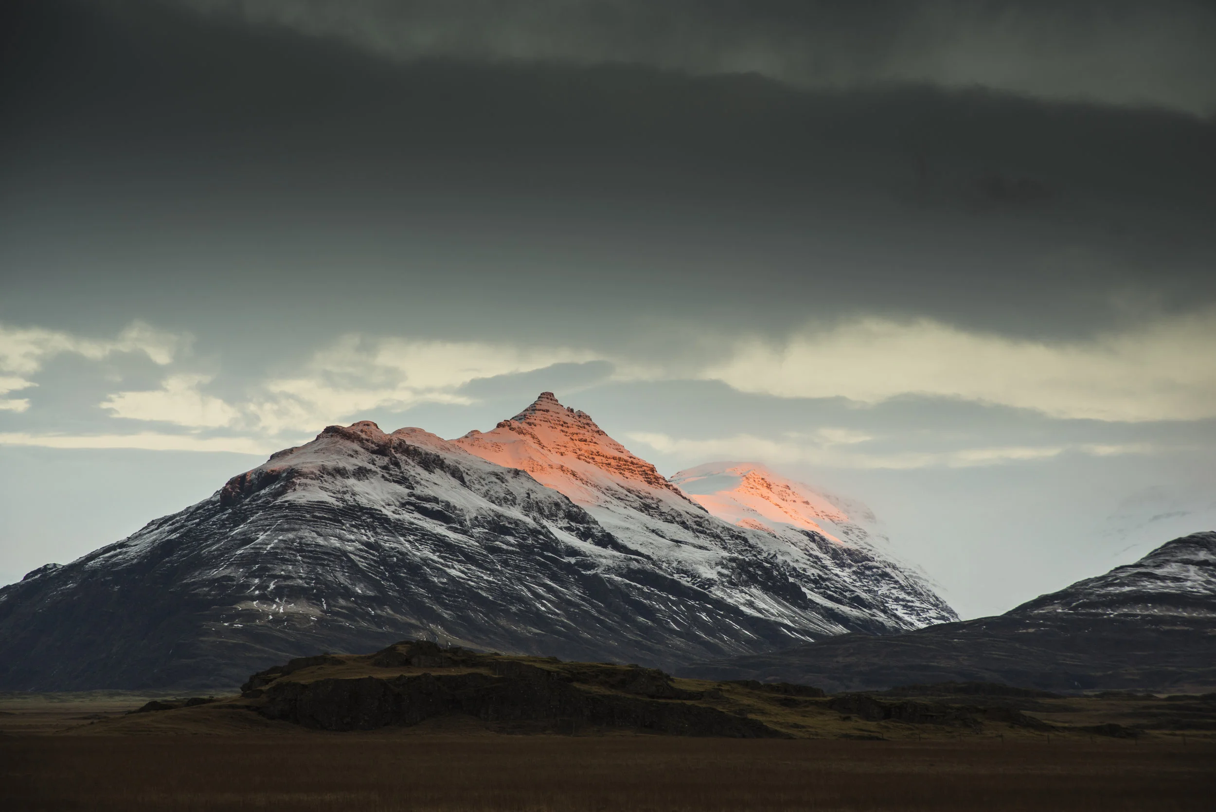 Sunrise on mountains, East Iceland