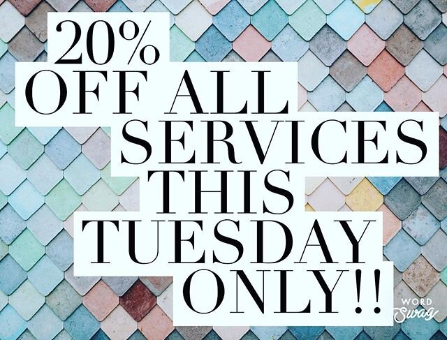 Starting today receive 20% ALL services with either Jen or Natalee this Tuesday, March 3rd when you mention this promotion!! Promotion only valid when you book from now until Tuesday!! Act fast😍