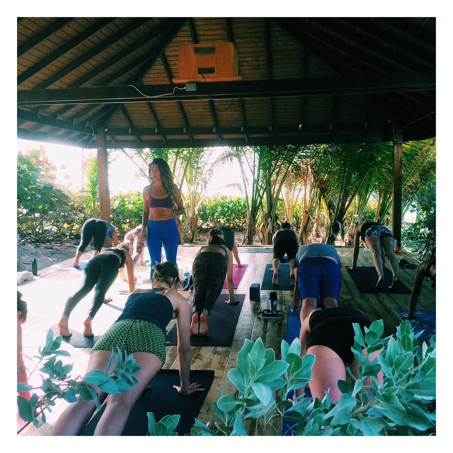  Me teaching yoga at the beautiful Shala at Ocean Spray, where we practiced yoga and meditation daily. 