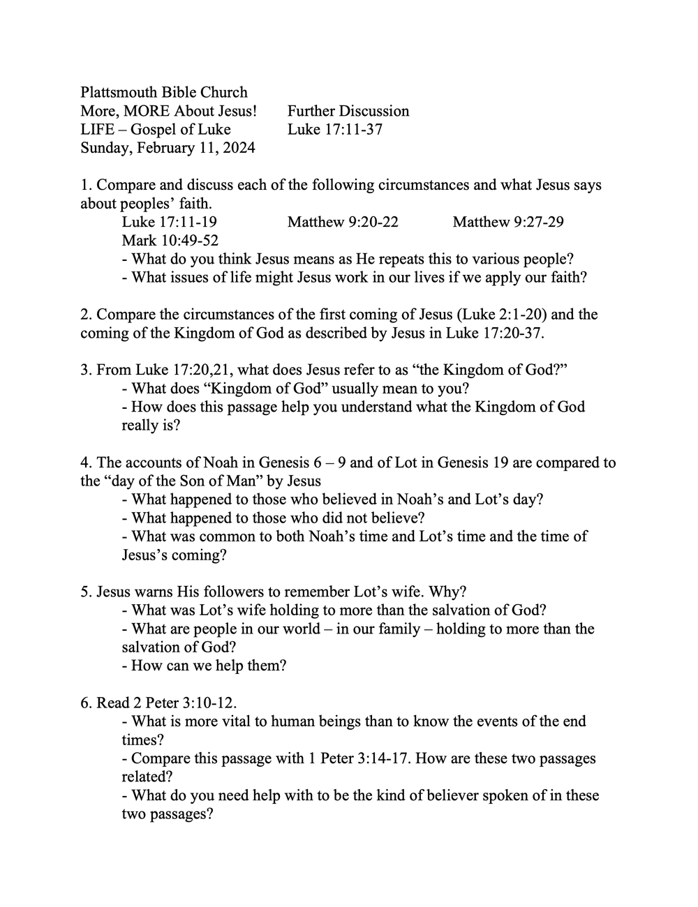 more + MORE — Plattsmouth Bible Church