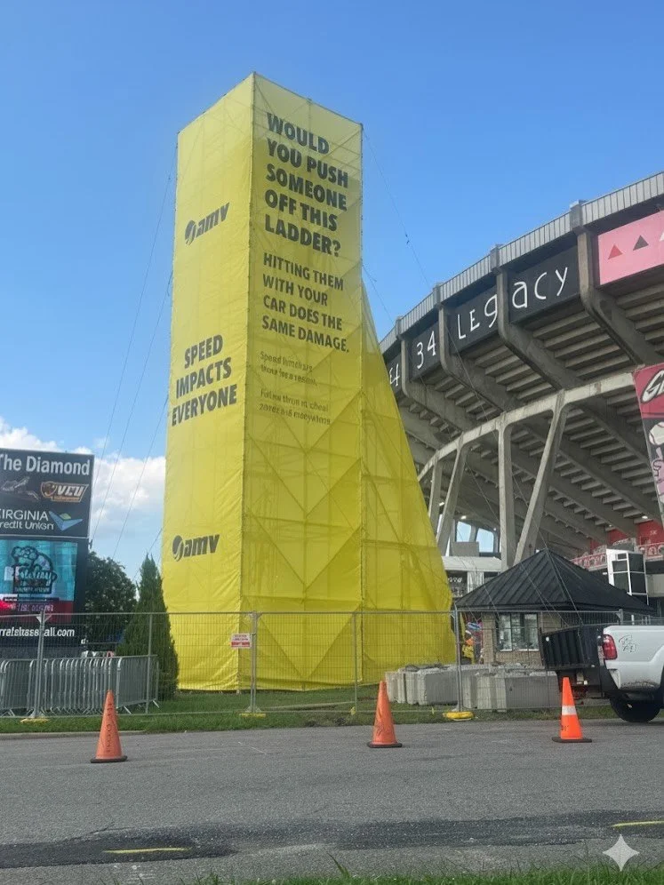 Our tallest project of 2025 - the Impact of Speed tower - was a collaboration with @twotango.co to create an unforgettable visual representation for the DMV. We handled the initial structure design and logistics to bring this vision to life within ti