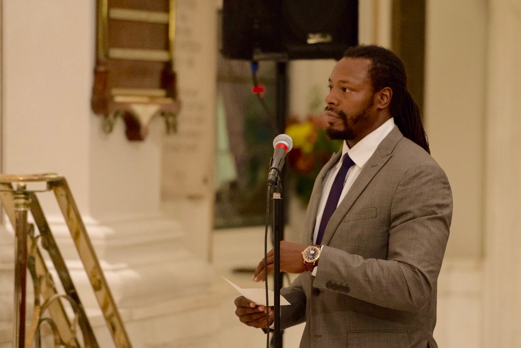  Richmond Justice interviewee  Nic Braswell , a criminal defense attorney, asked candidates how they would support struggling communities in Richmond where rates of incarceration among young people are exceptionally high. (Photo by Matt Cowan for Ric