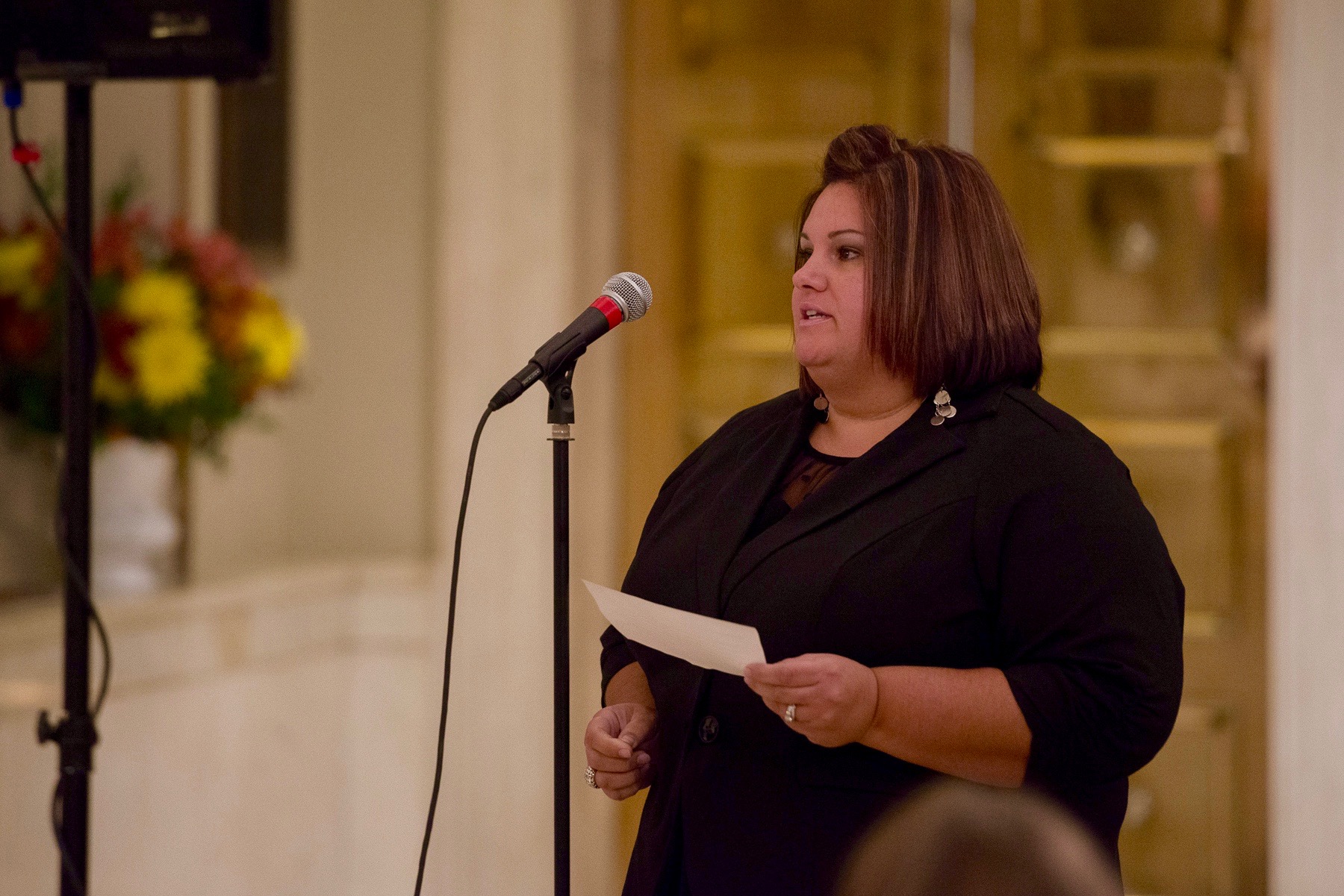  Richmond Justice interviewee  Denise Bavarro , the lead case manager at Virginia Supportive Housing, asked candidates how they would work to break the cycle of homelessness and incarceration in Richmond. (Photo by Matt Cowan for Richmond Justice) 