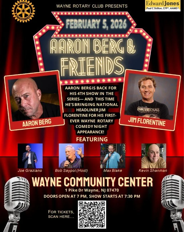 Wayne Rotary Club Comedy night with Aaron Berg and Friends on 2/5/26
