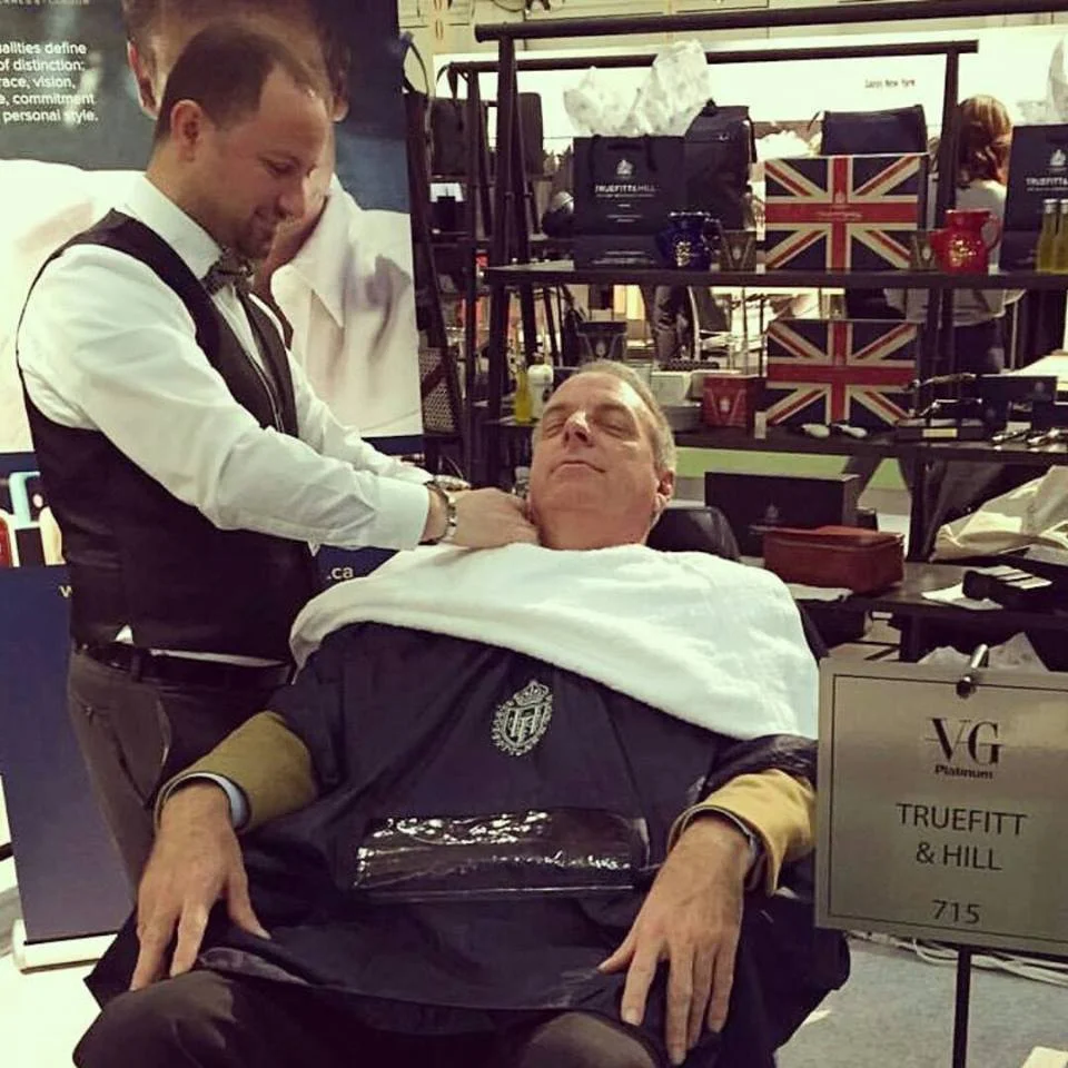 Gentleman's Barber Spa at the Javits Center Performing the Truefitt & Hill Royal Shave 