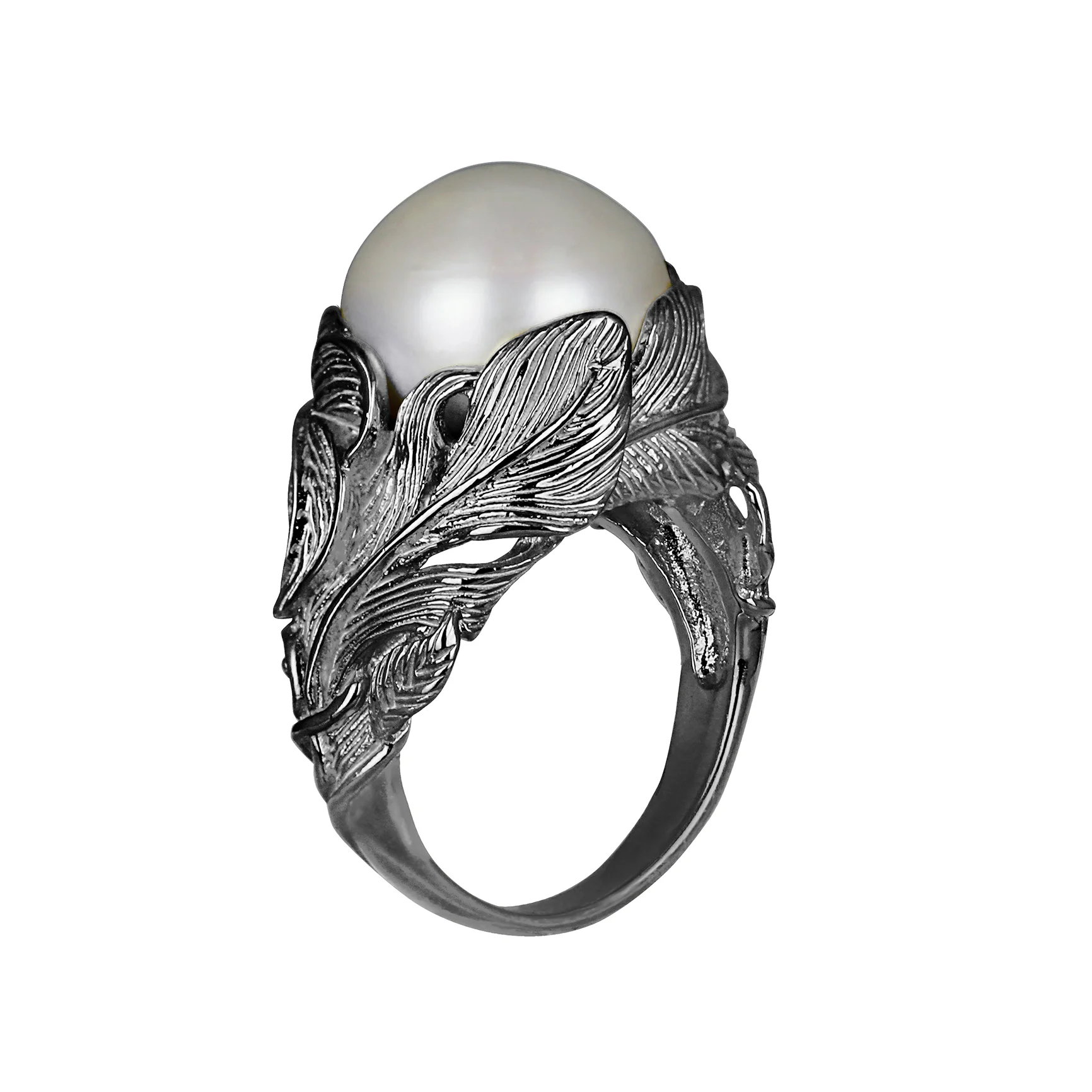 Pearl - Black Leaf Crown - Ring ALCS 01