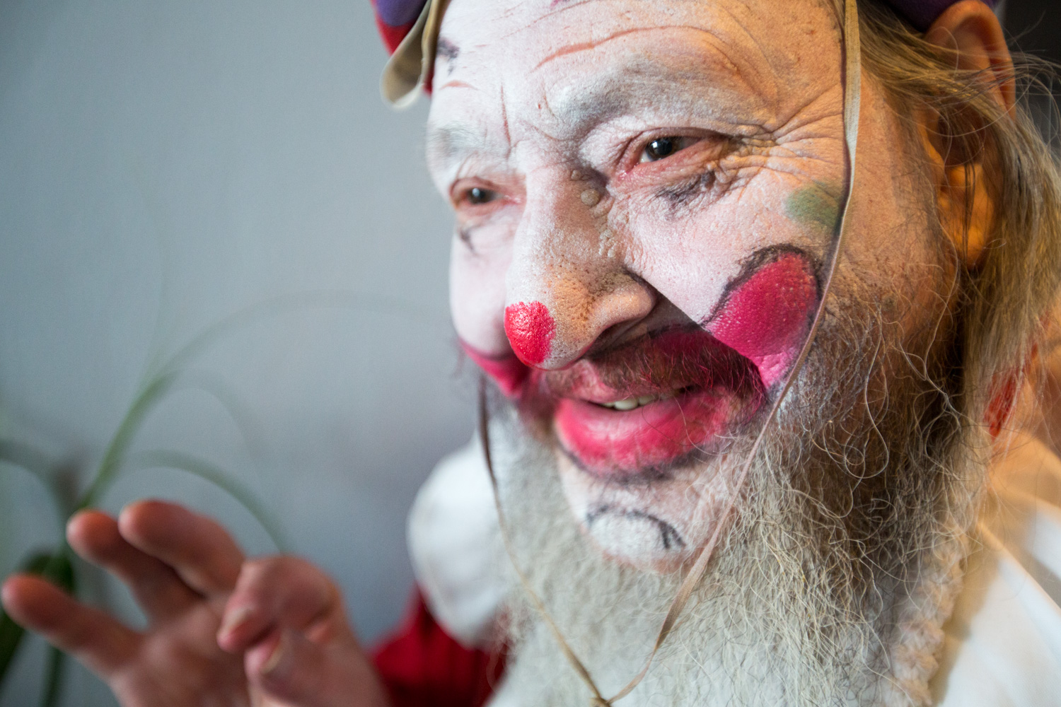 Eric Kruszewski photographs a clown in Iceland for National Geographic Student Expeditions.