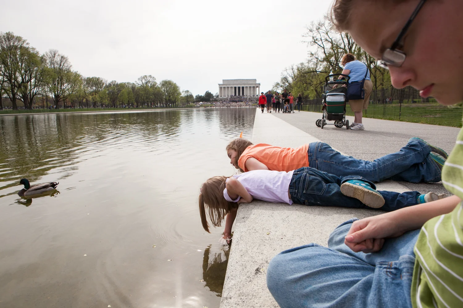 Playing in the Lincoln Memorial Reflecting Pool