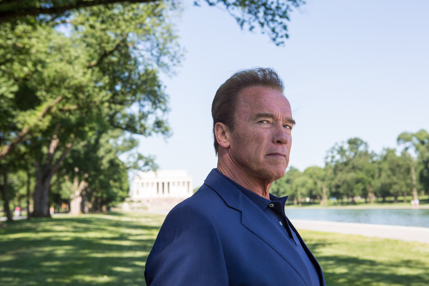 Eric Kruszewski photographs Arnold Schwarzenegger in Washington, D.C. for National Geographic Channel.