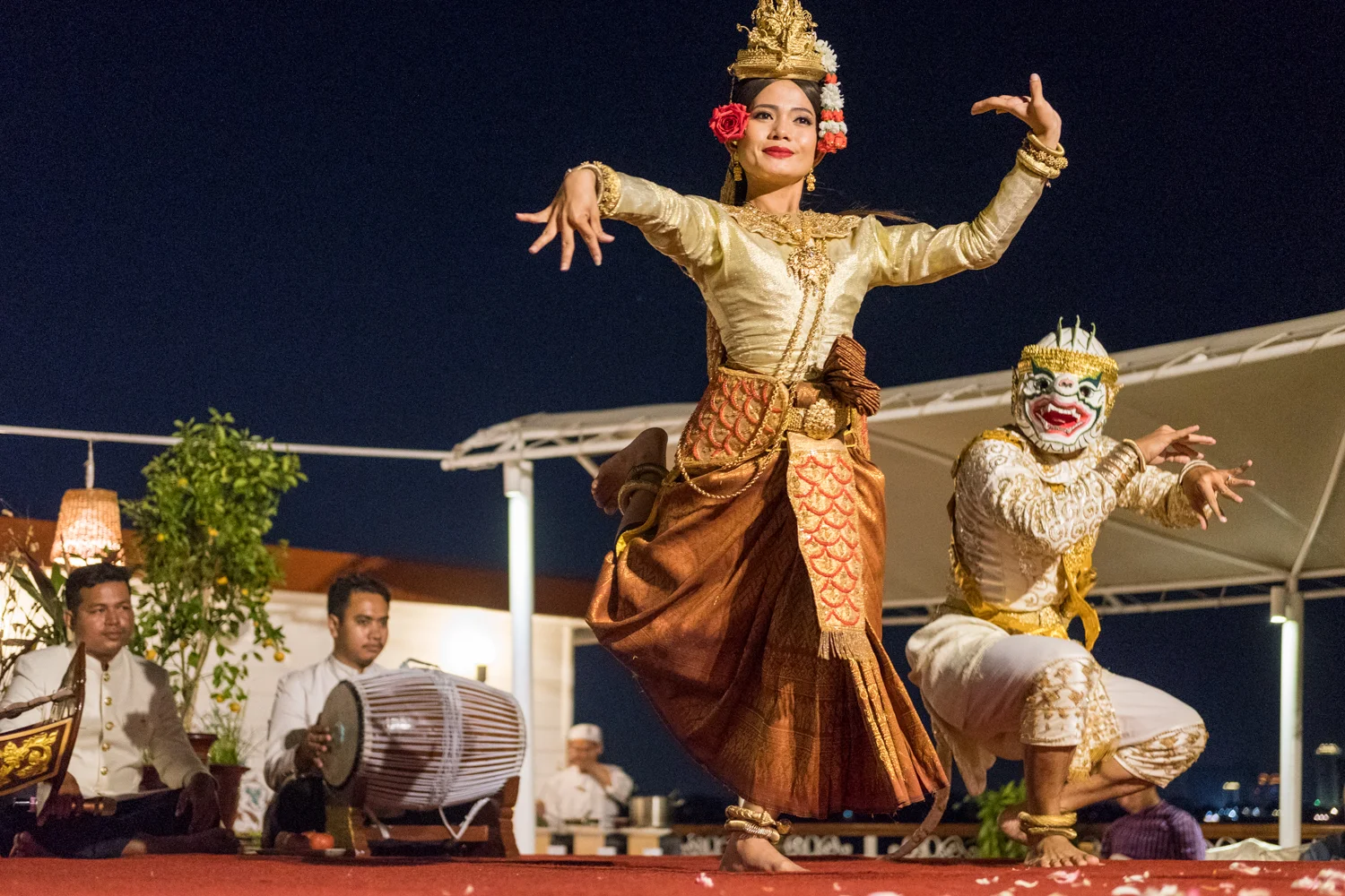 Apsara dancers perform the mermaid dance in Phnom Penh aboard The Jahan.